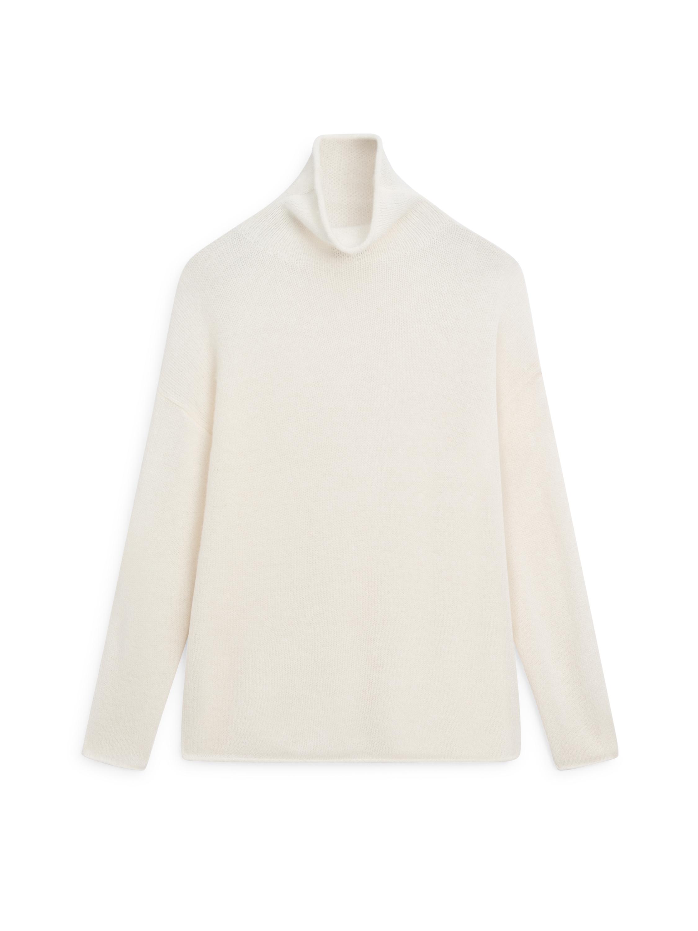 100% wool high neck knit sweater — Off white