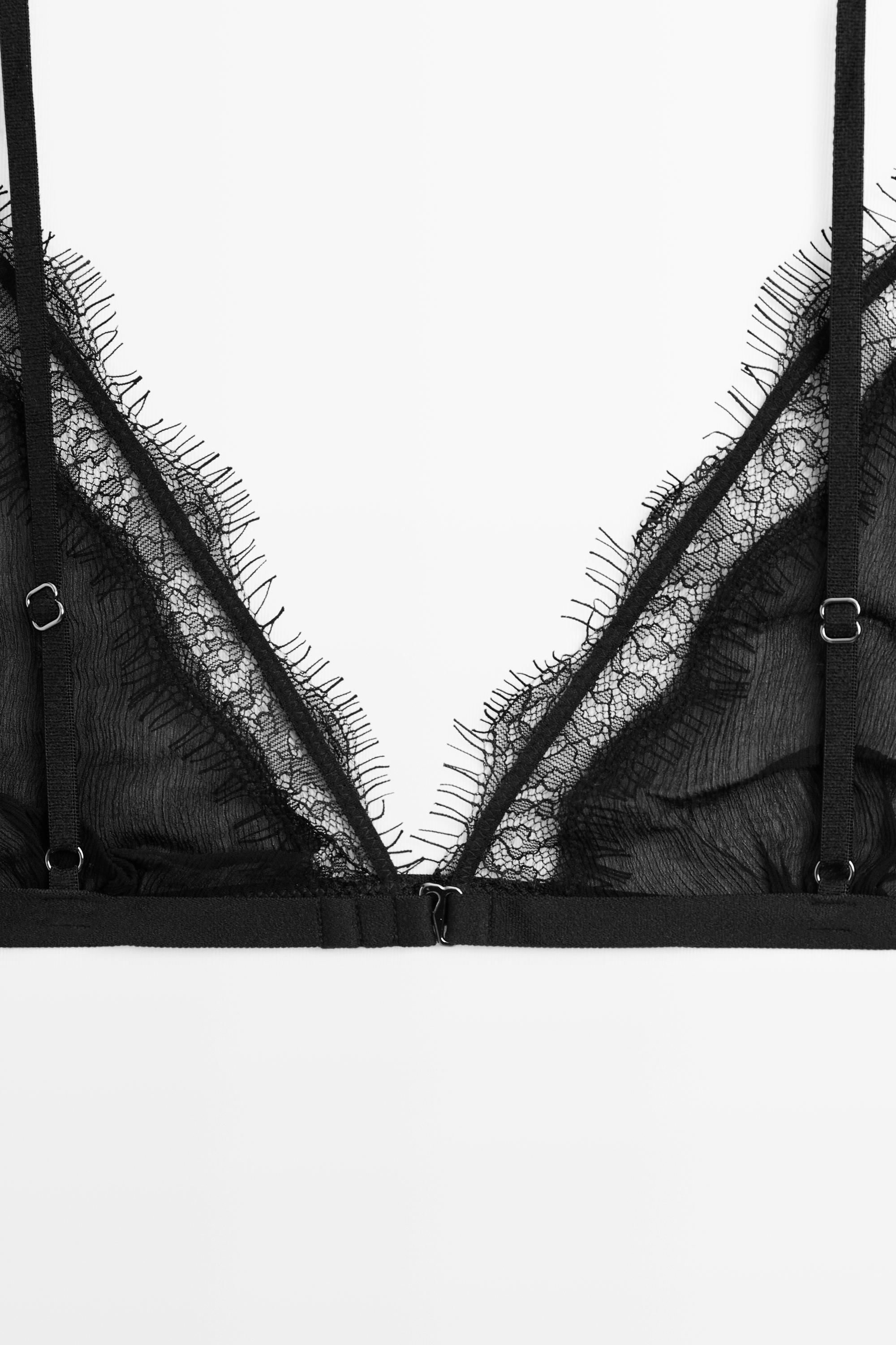 Bralette with lace detail — BLACK
