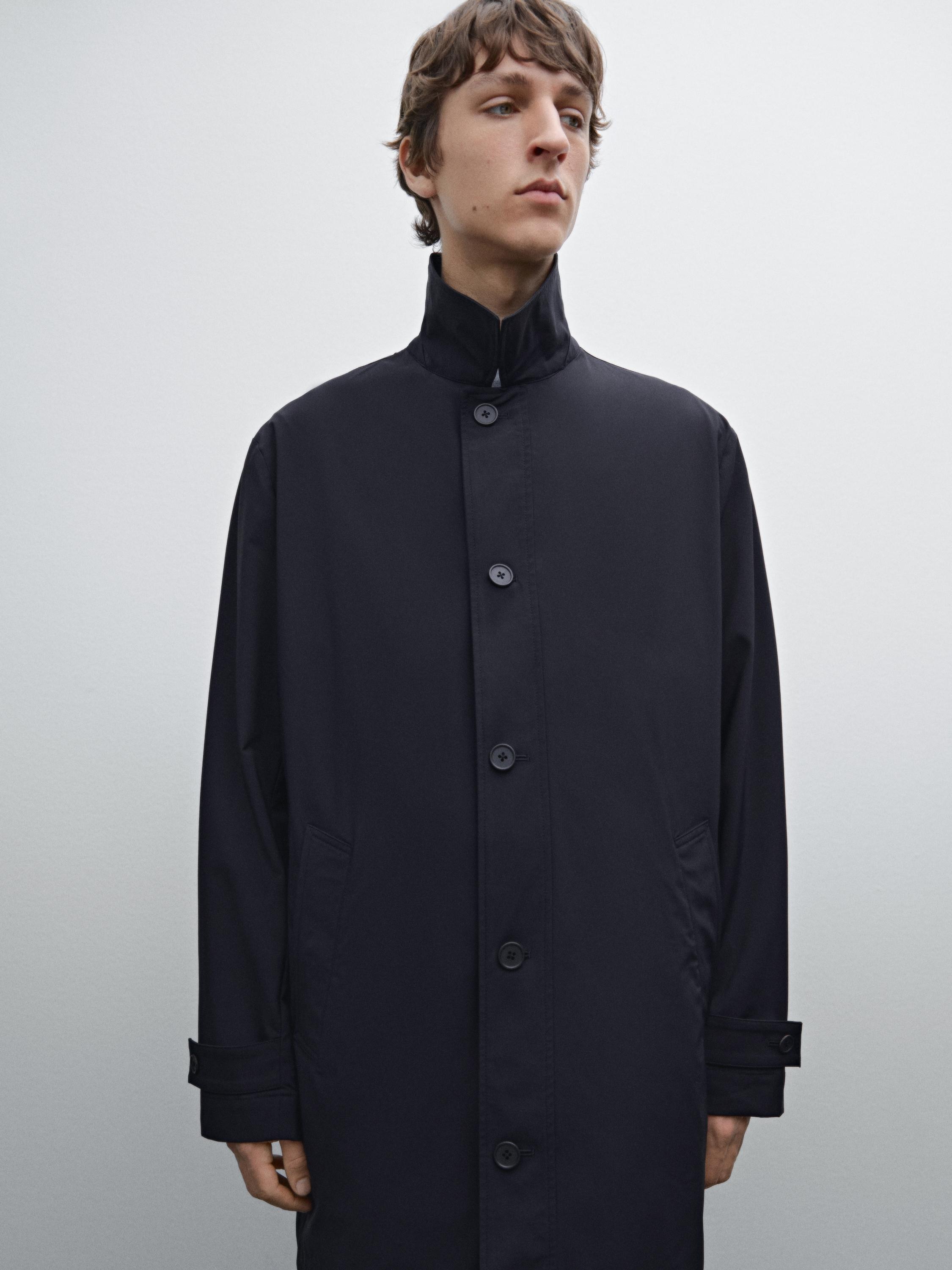 Technical fabric trench coat