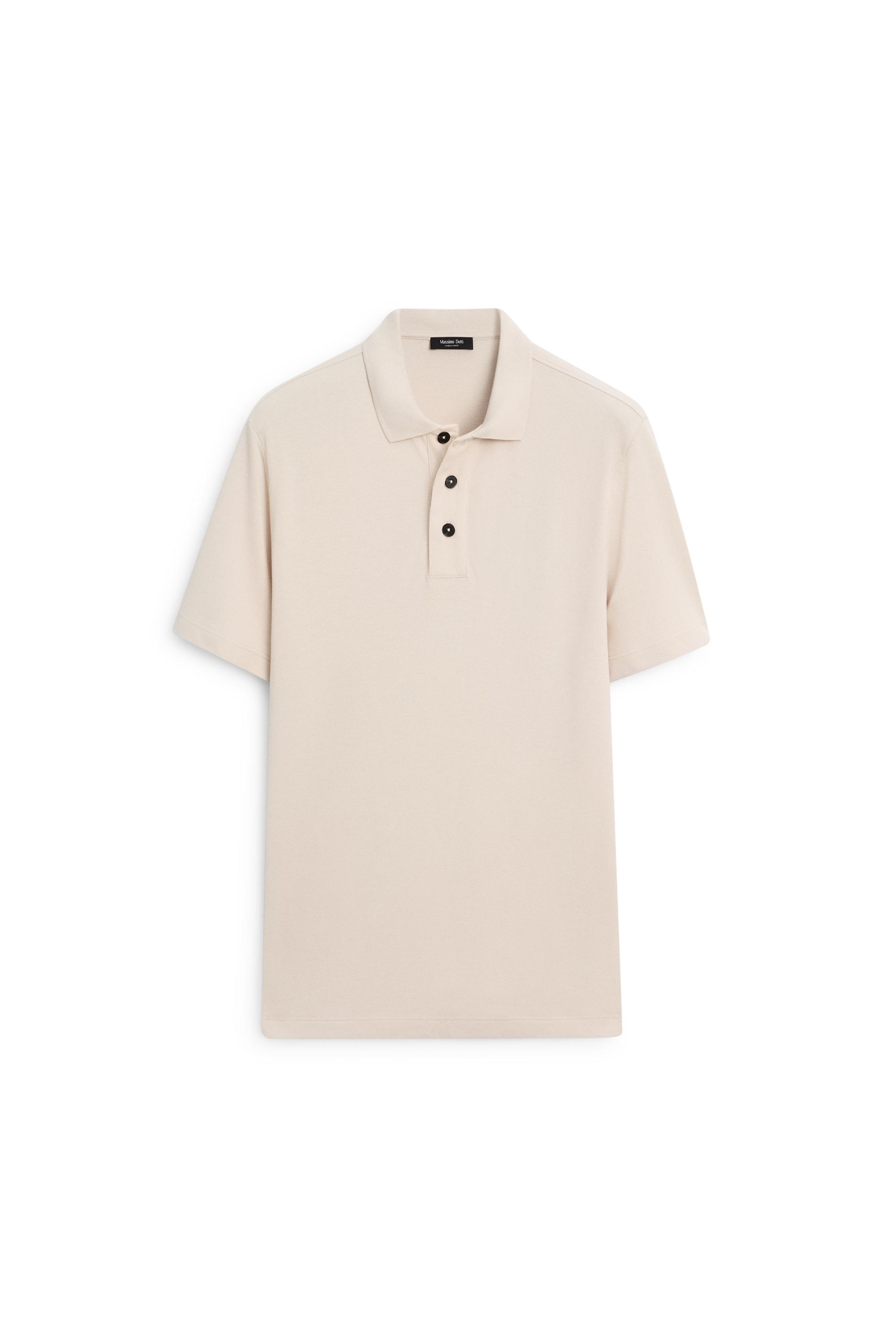 Piqué 100% cotton polo shirt — STONE