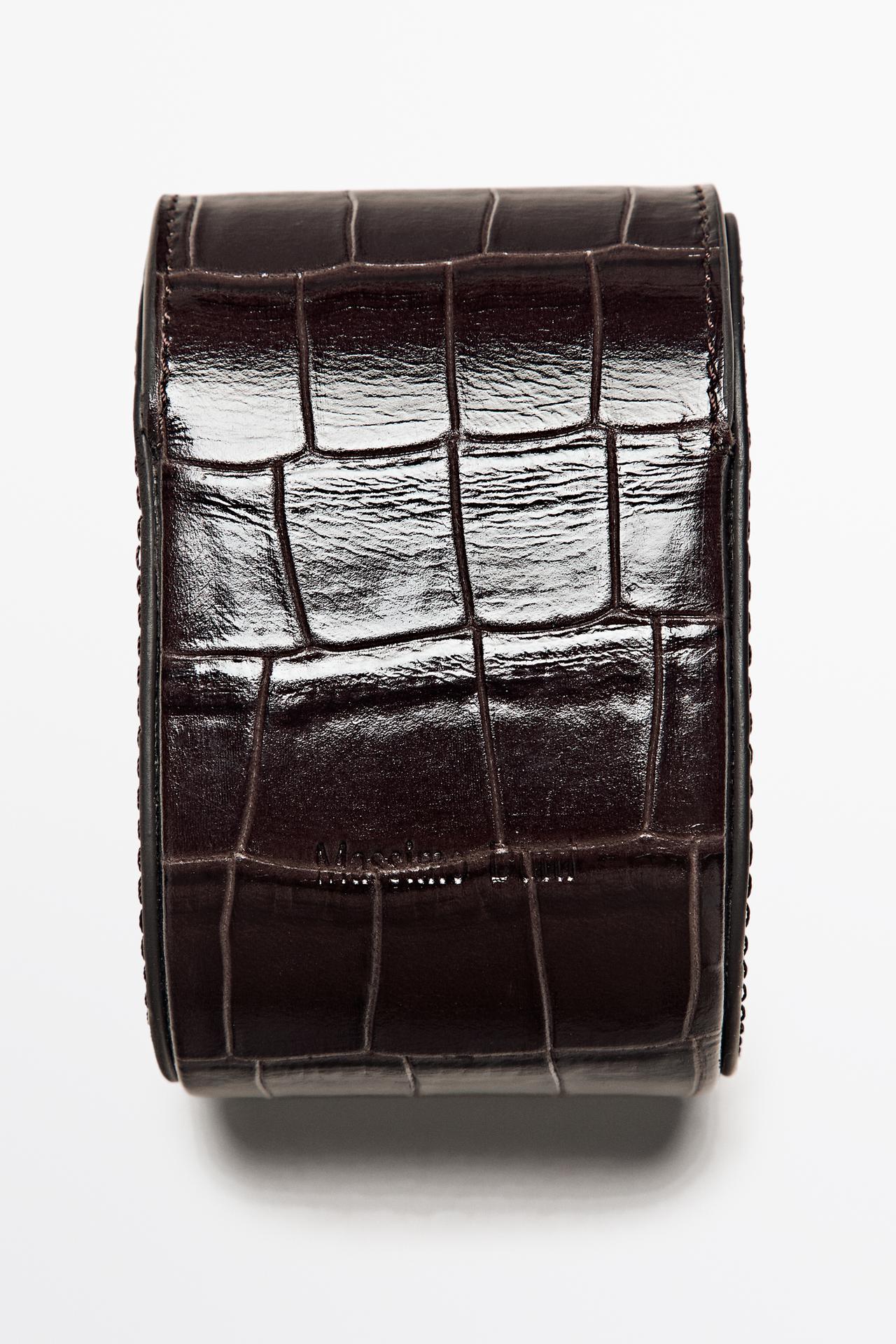 Croc nappa leather watch case — BROWN