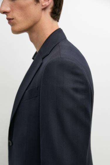 Herringbone suit blazer — NAVY BLUE 8