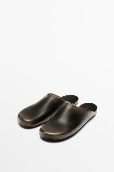 Leather mule clogs — BROWN 5