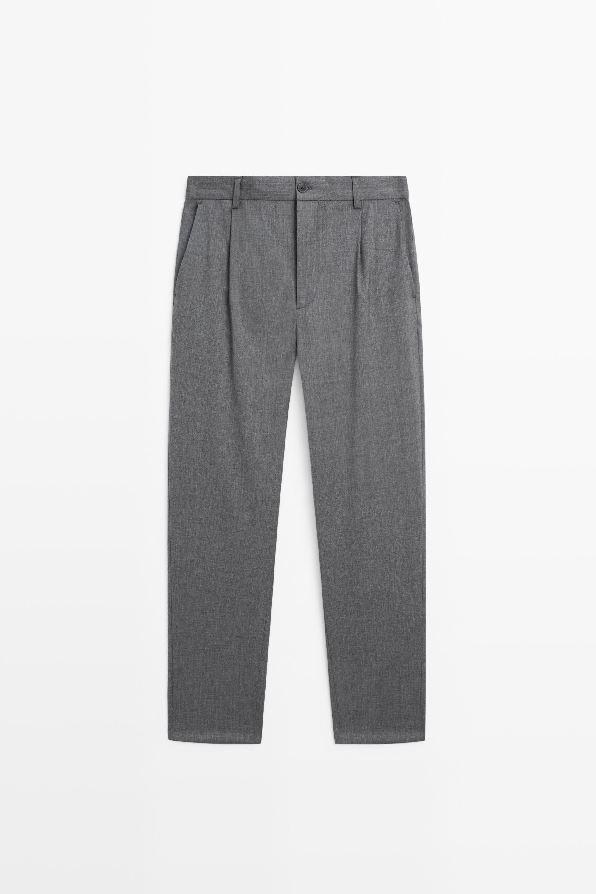 Wool blend cool wool darted pants — MEDIUM GREY