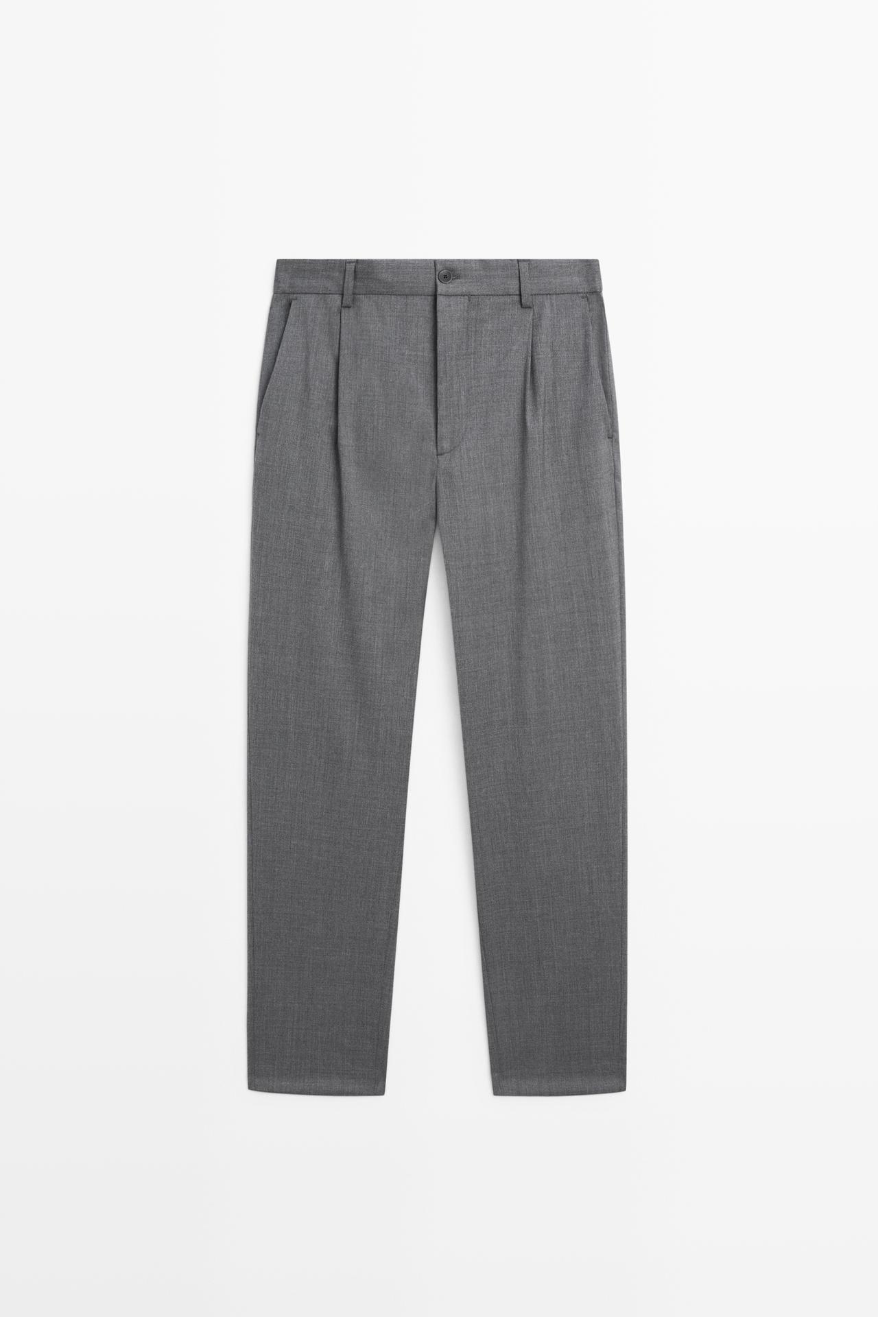 Wool blend cool wool darted pants — MEDIUM GREY