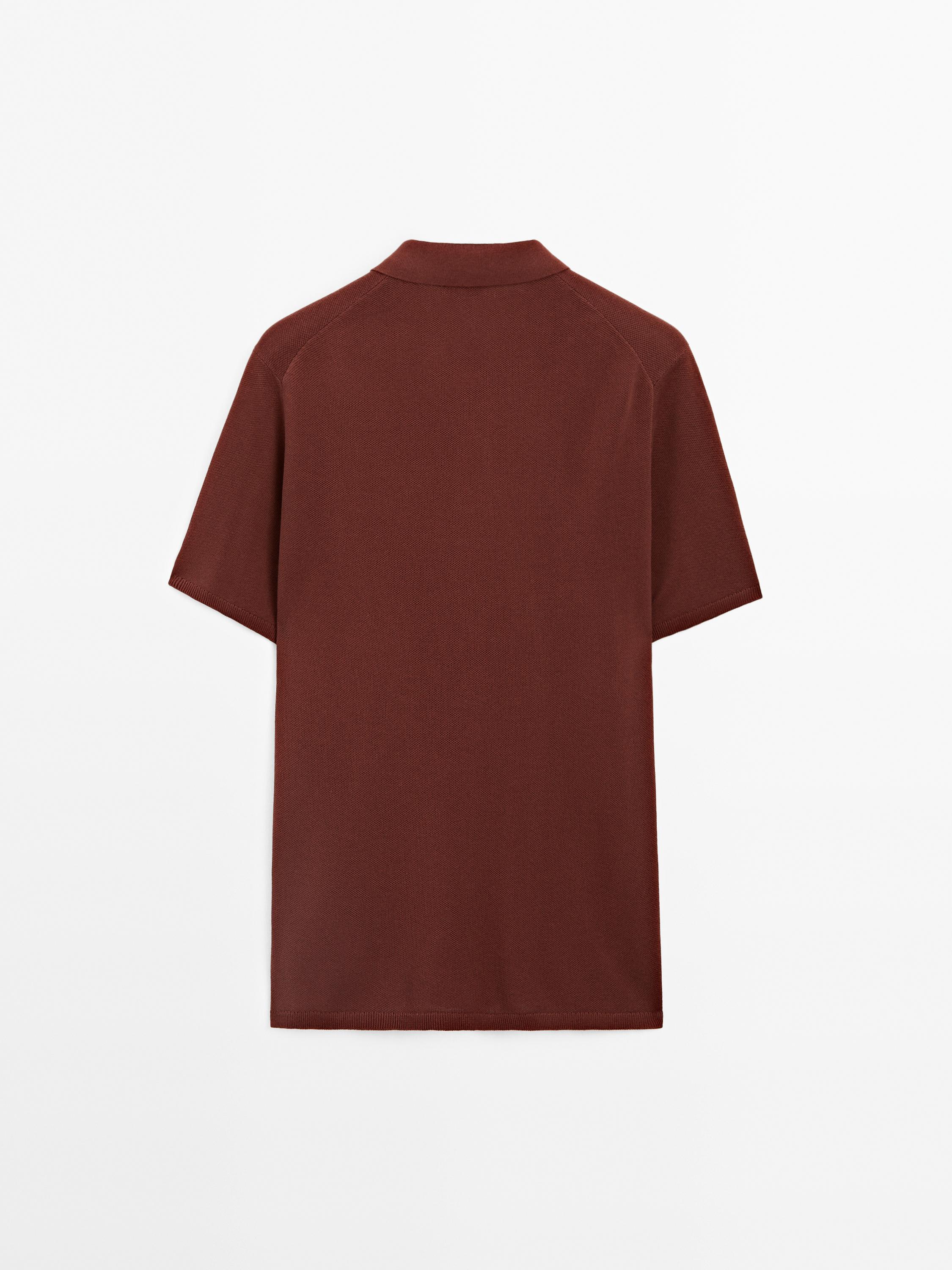 100% cotton textured knit polo shirt