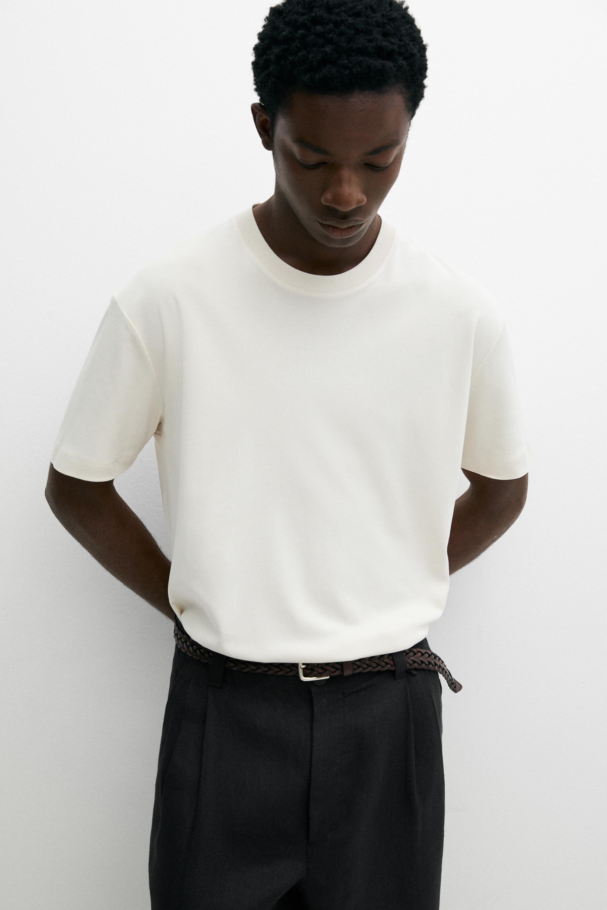 100% cotton short sleeve T-shirt — CREAM