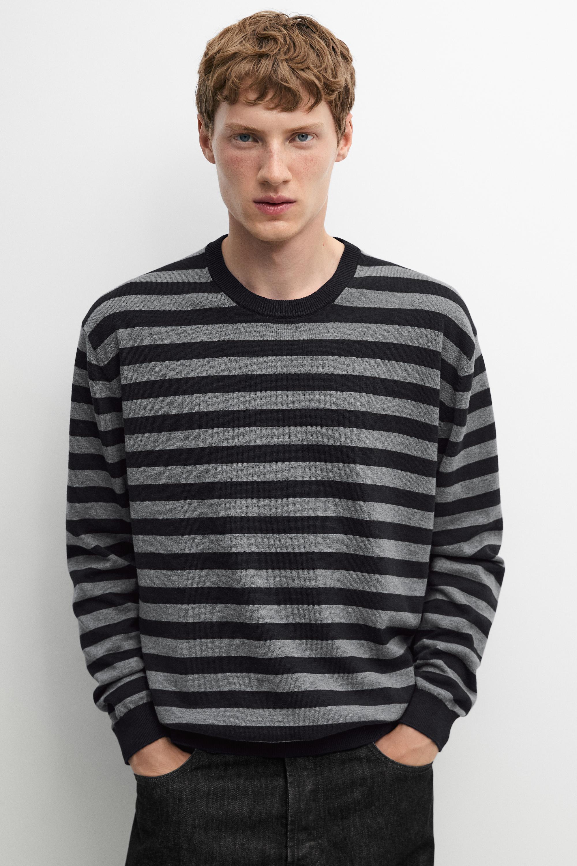 Pull en maille rayé mélange coton