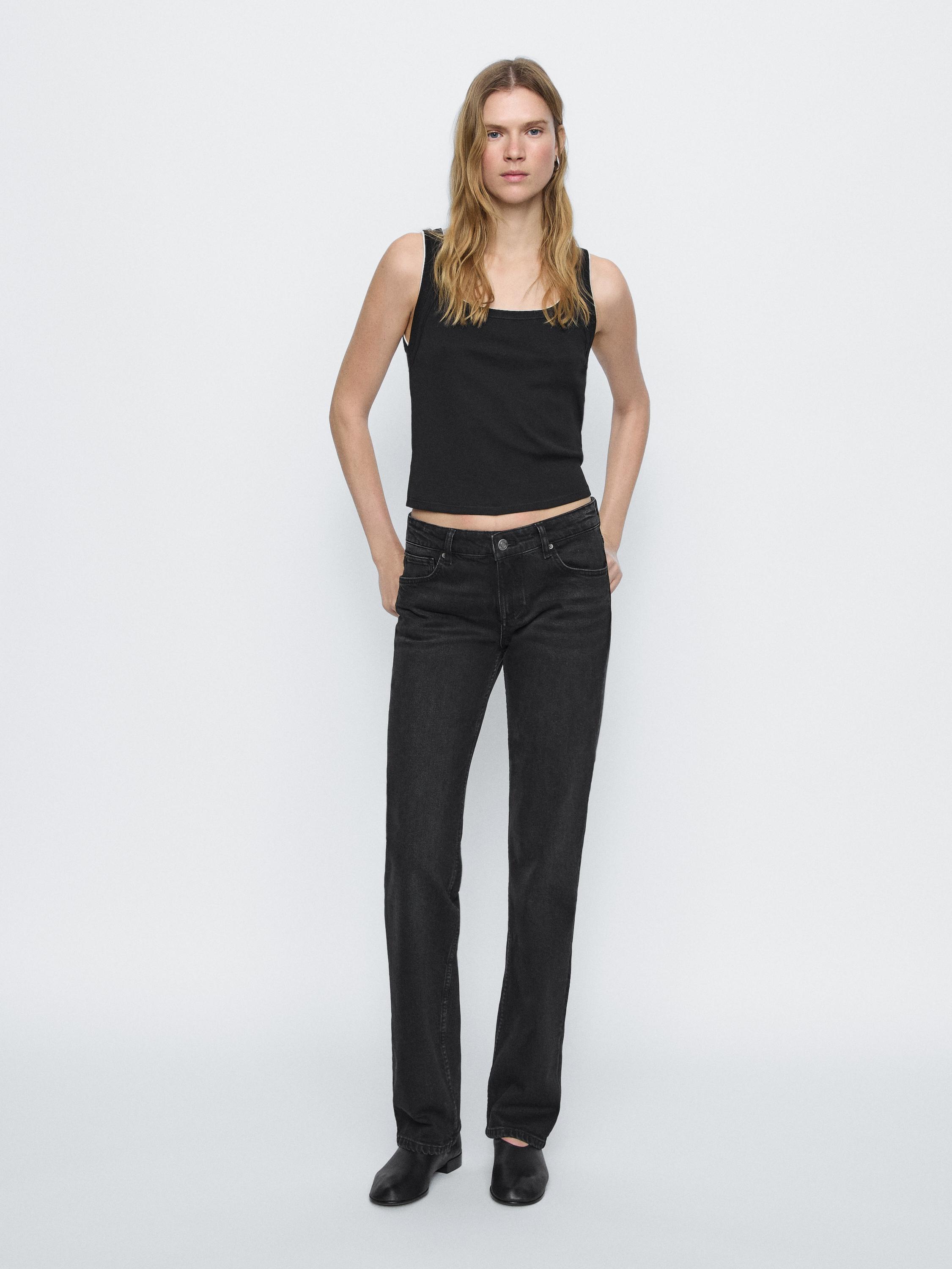 Low-rise straight-leg jeans