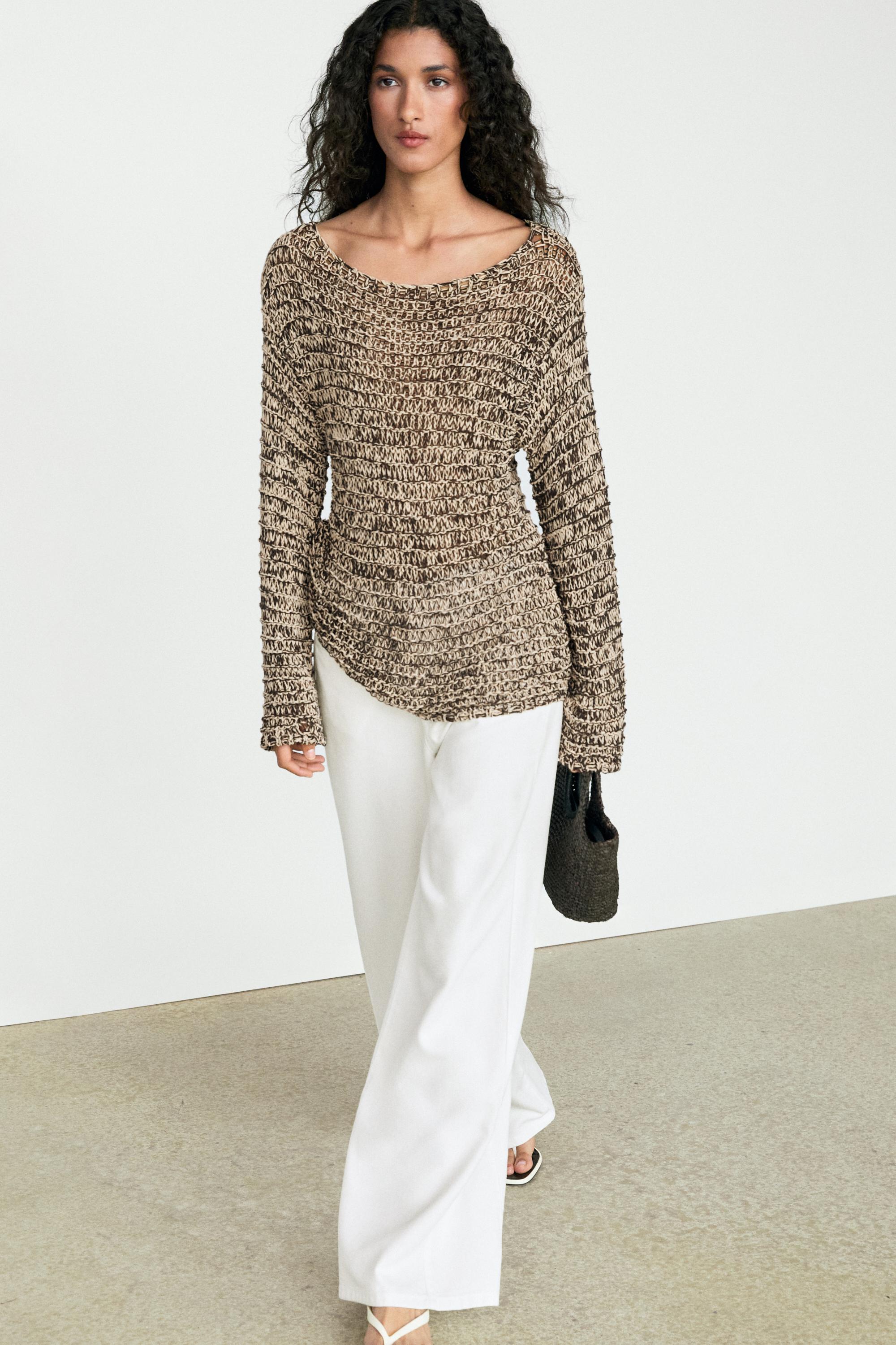 Marled knit sweater — SAND