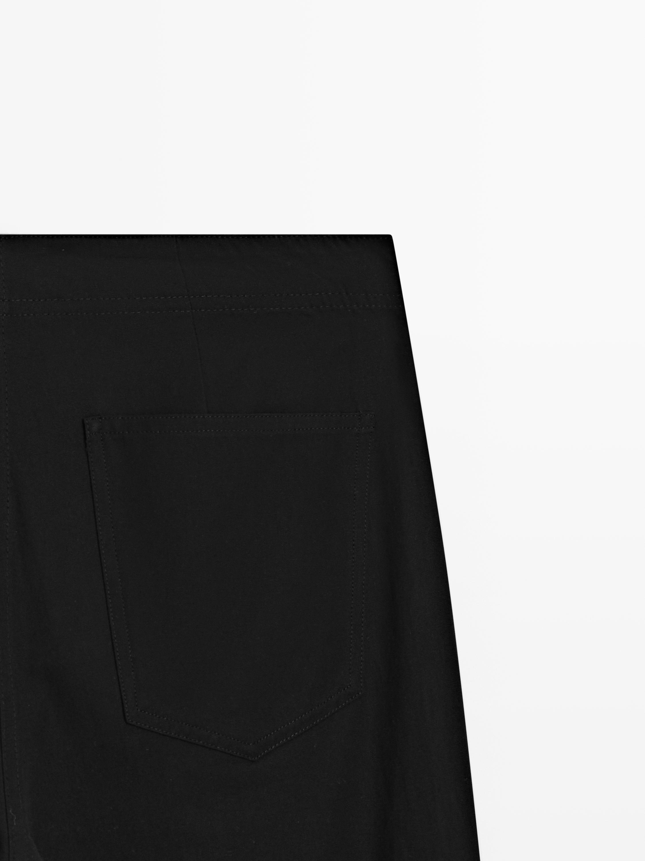Cotton blend flared pants — BLACK