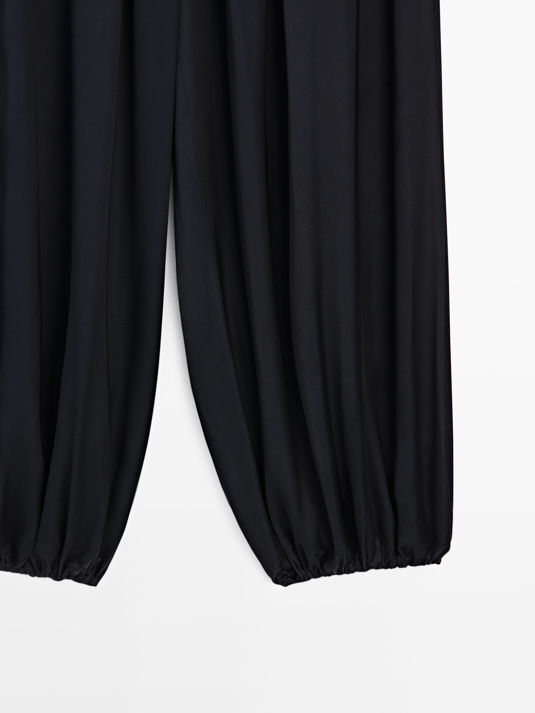 Balloon fit satin pants — Dark Blue