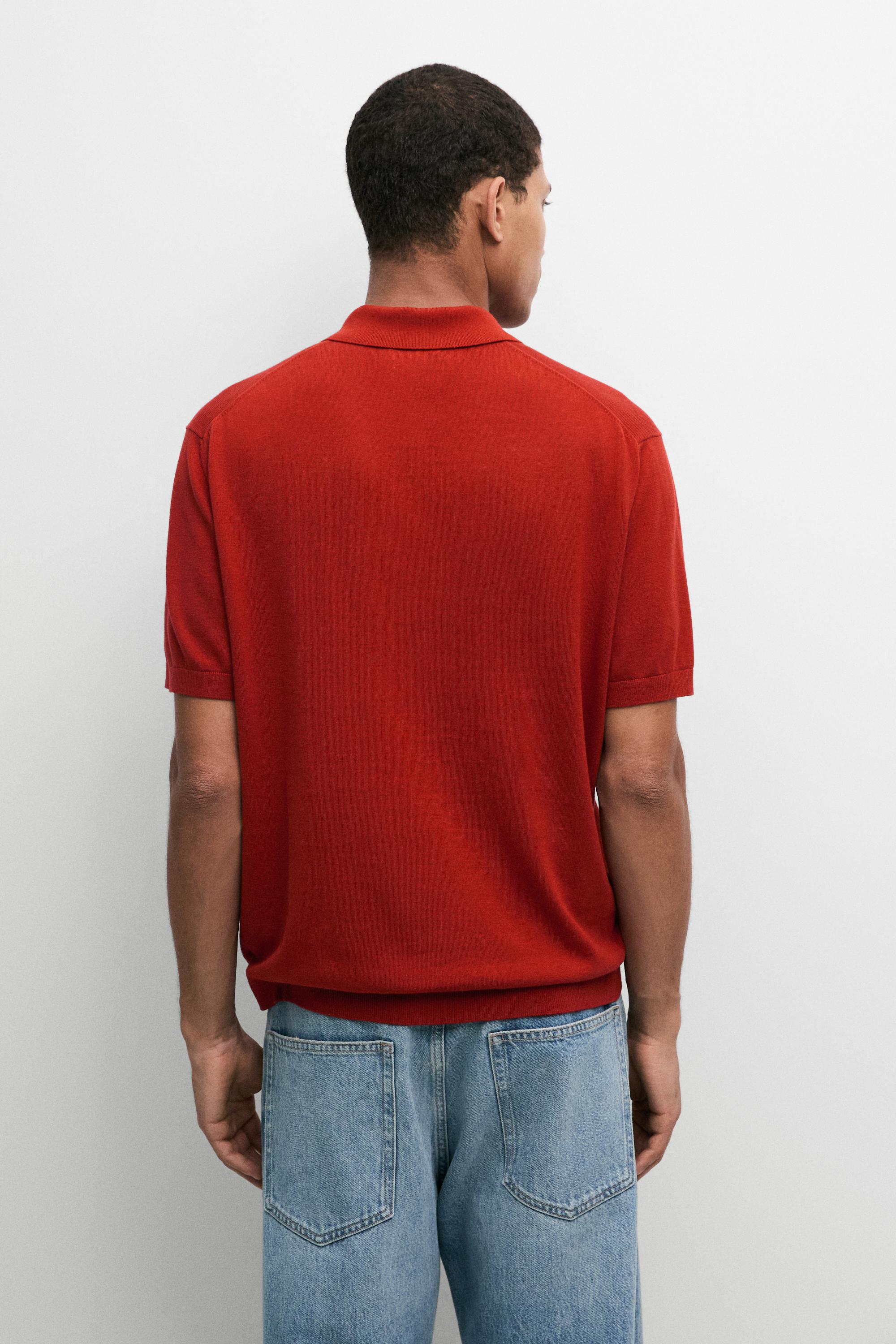 100% Cotton Knit Polo Shirt — RED