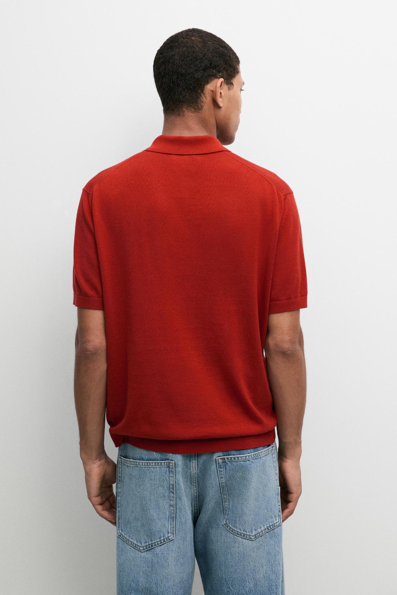 100% Cotton Knit Polo Shirt — RED