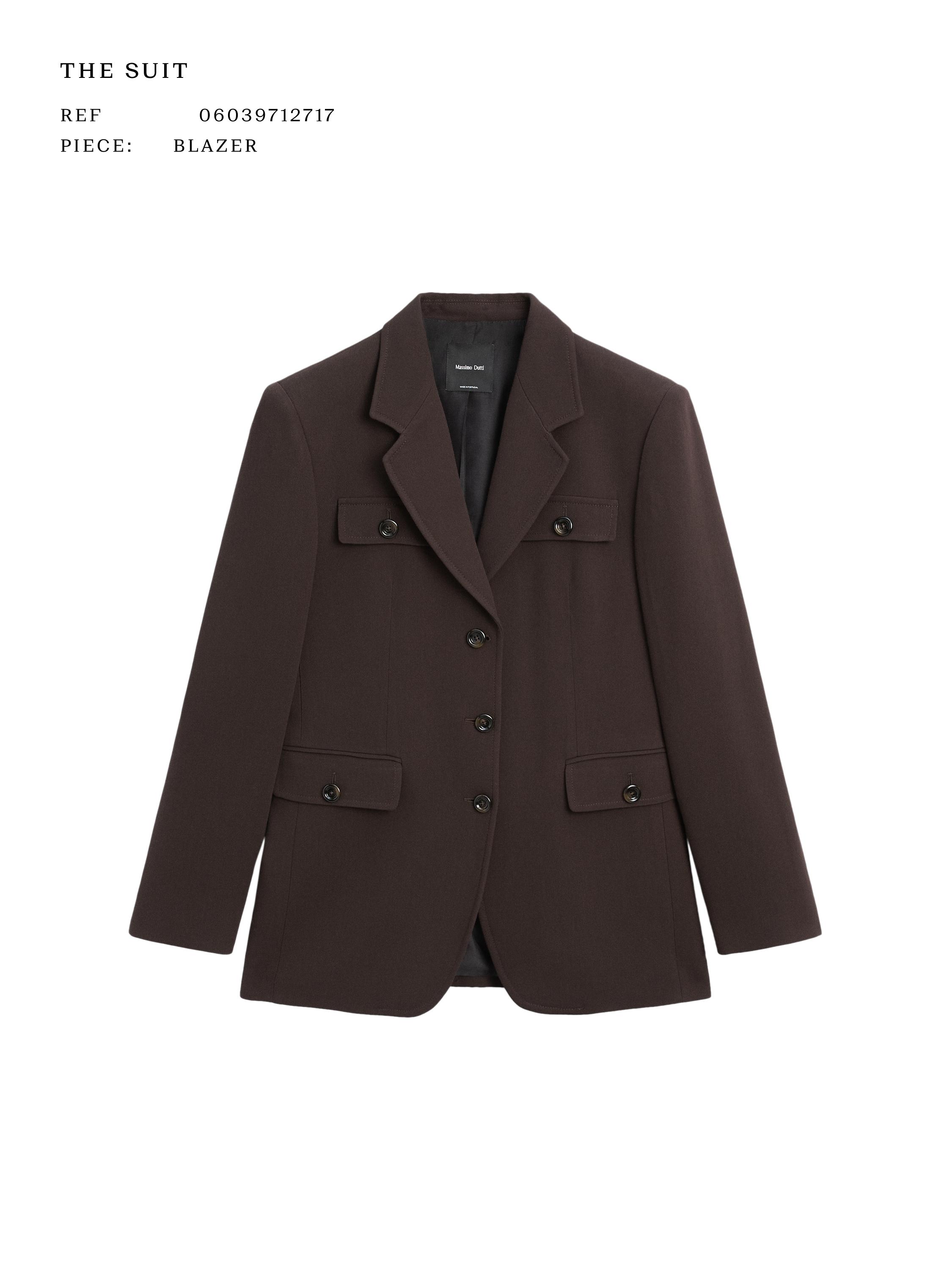 Blazer with pockets and lapel collar — Chocolate