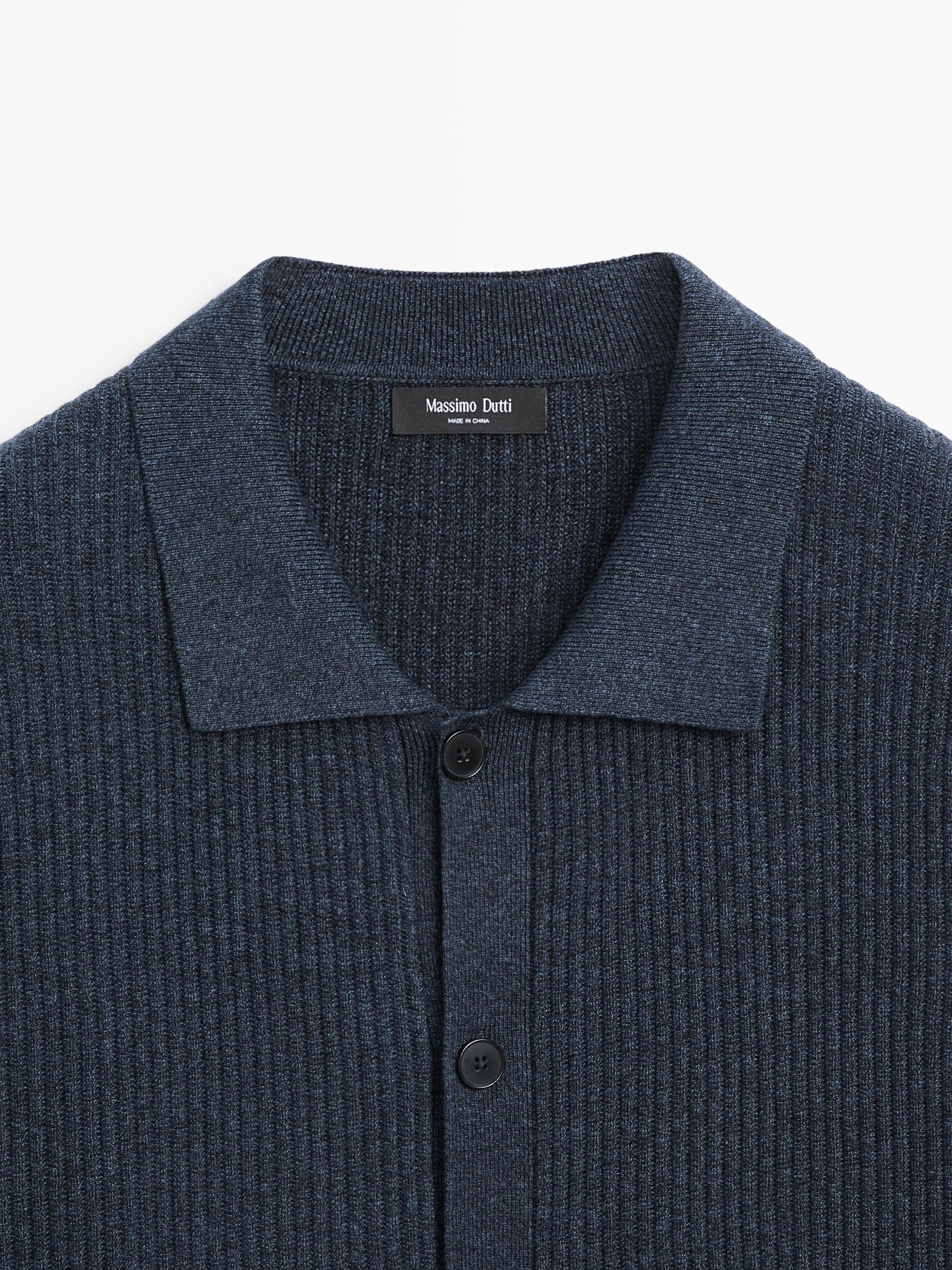 Düğmeli fitilli triko hırka