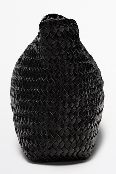 Braided nappa leather bag — BLACK 2