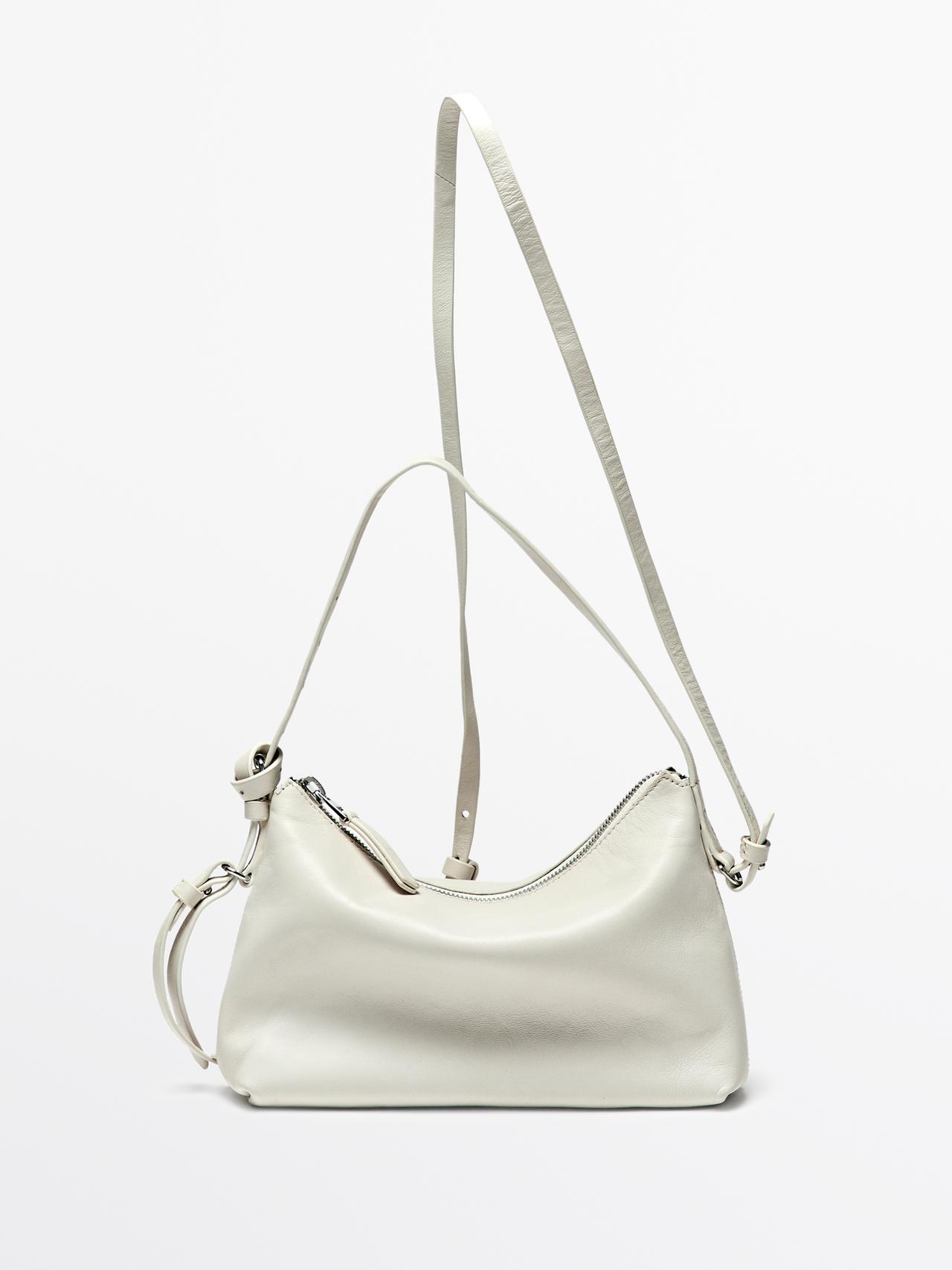 Massimo Dutti - Dame - Lille Taske I Nappaskind - Hvid - 01