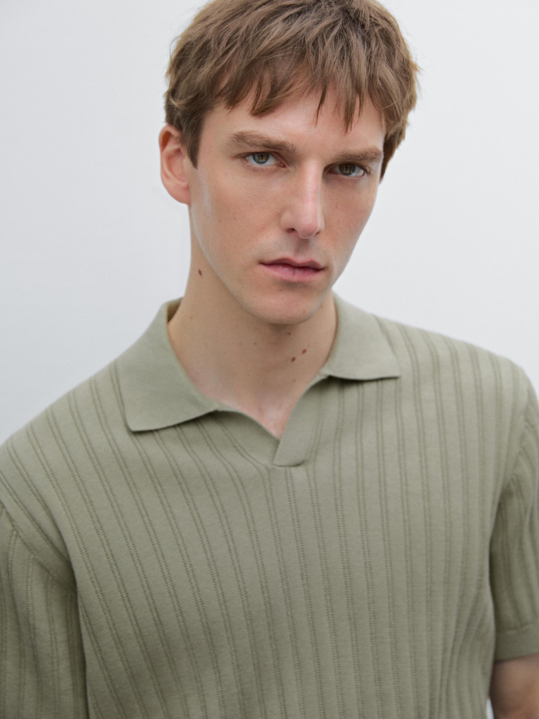 Pull en maille 100 % coton à col polo
