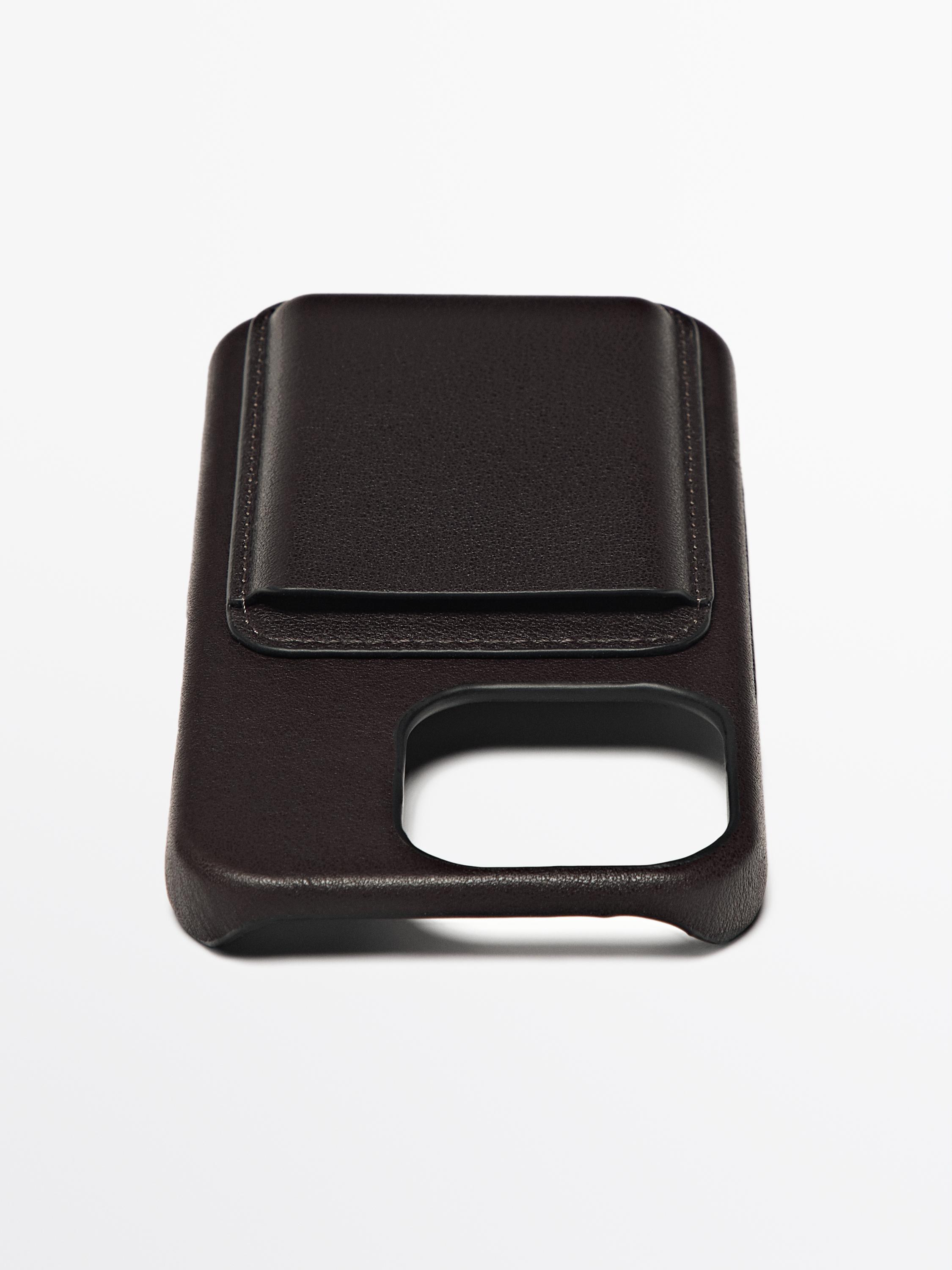 Nappa leather iPhone 16 Pro case — BROWN