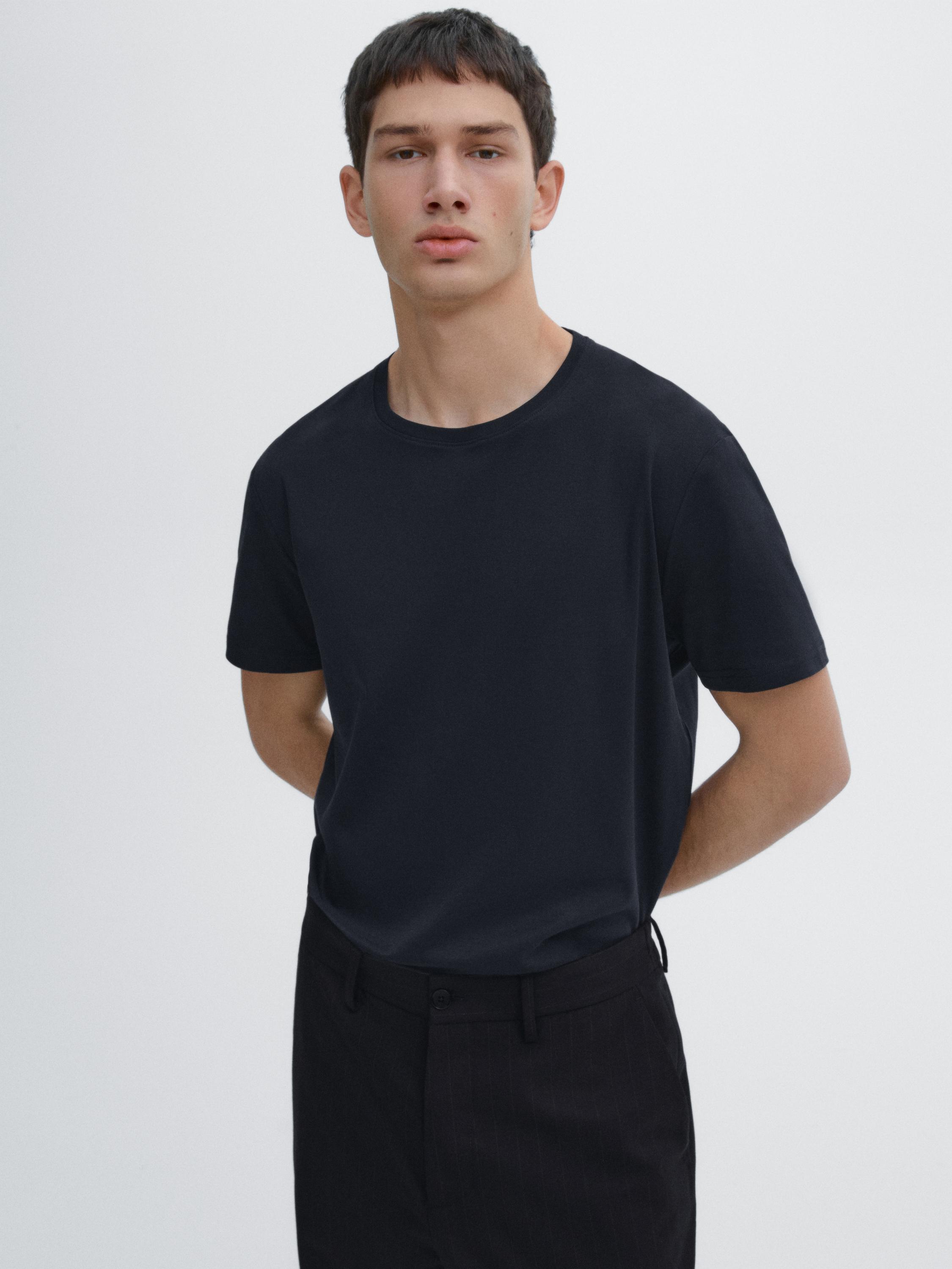 100% mercerised cotton T-shirt — NAVY BLUE