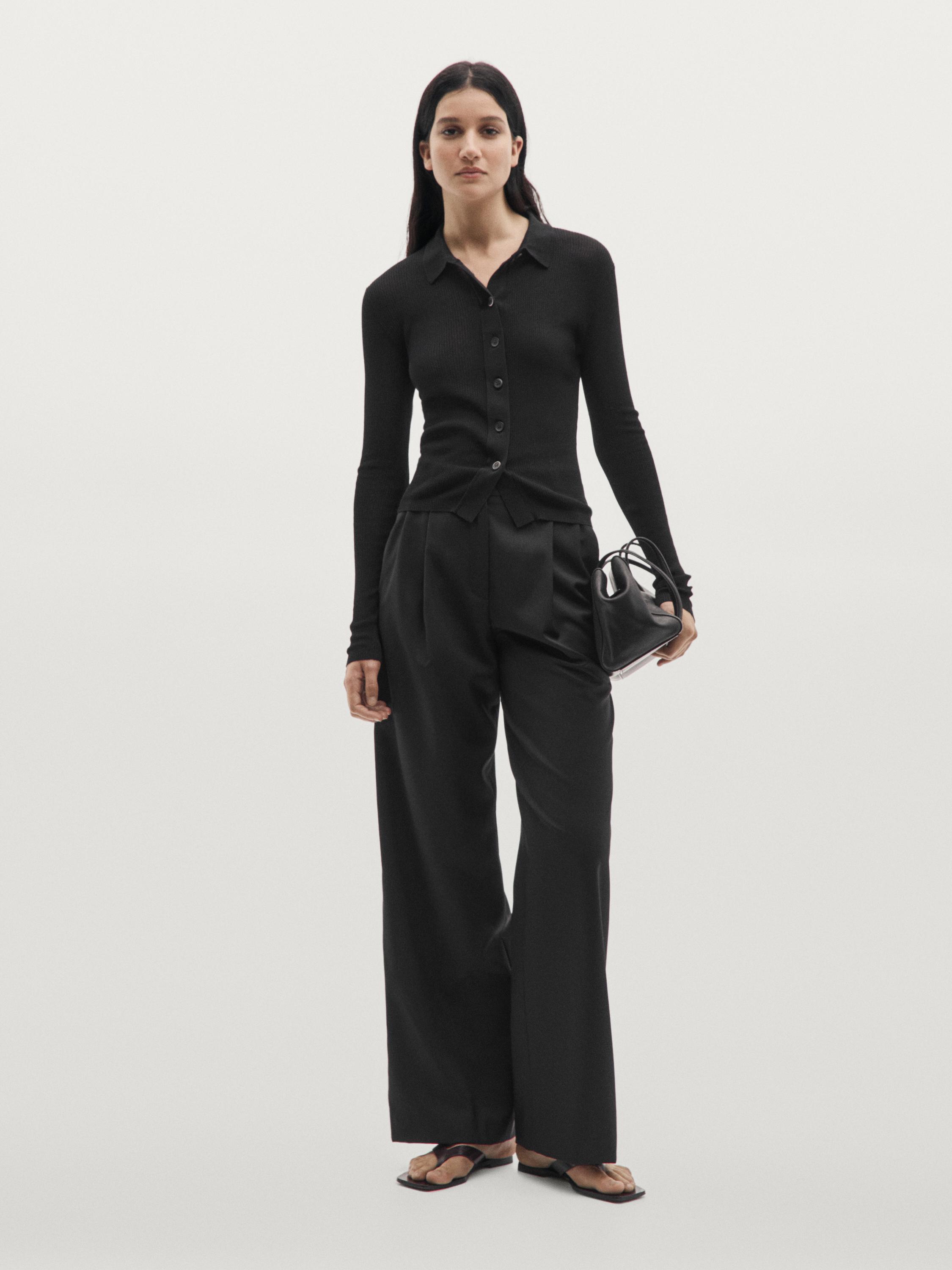 Áo cardigan dệt kim pha cốt-tông