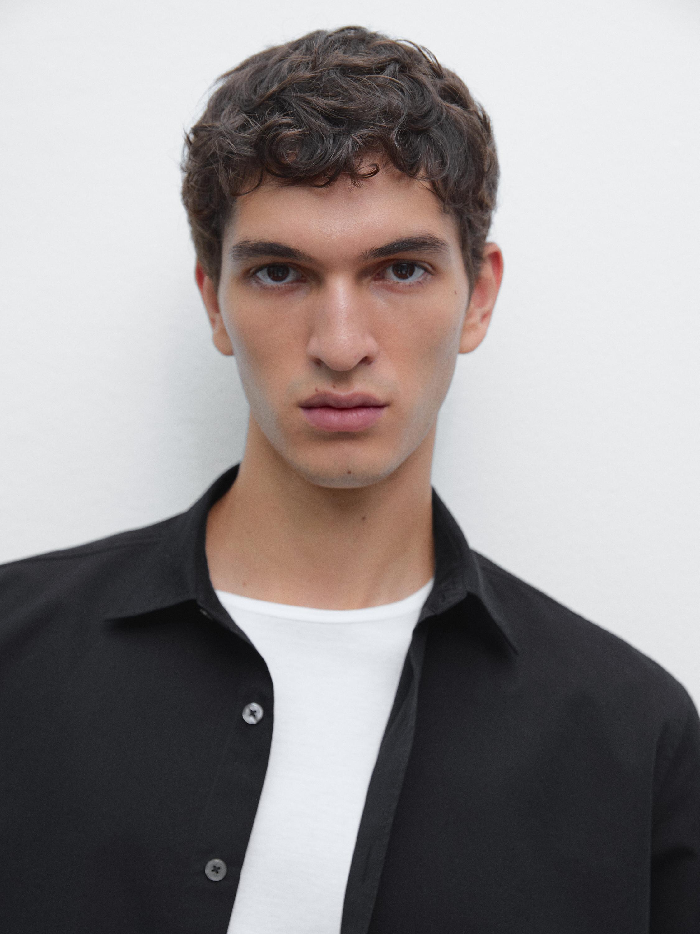 Camisa regular fit mezcla algodón seda