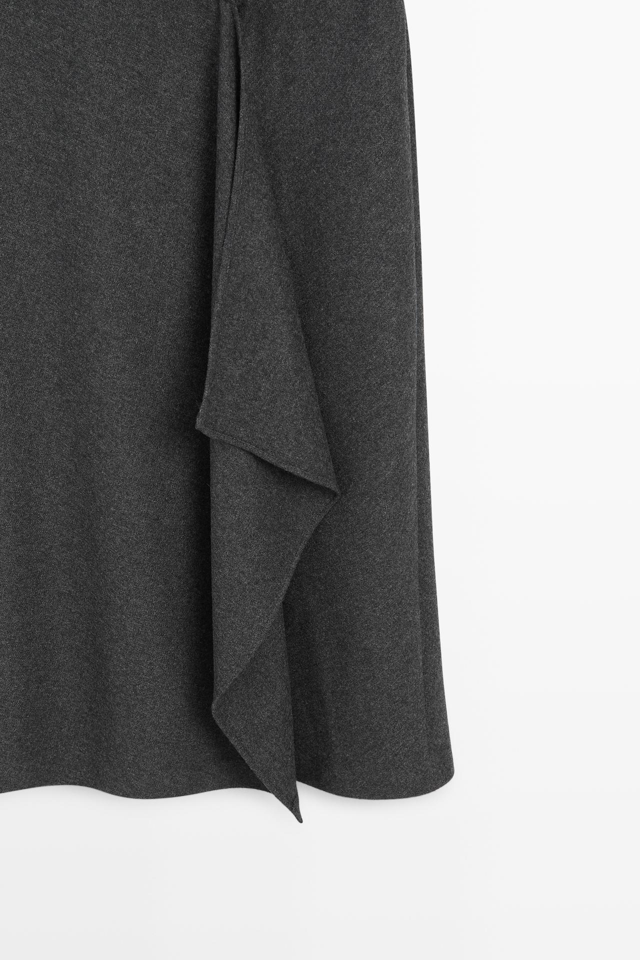 Asymmetric midi dress with draped detail — GREY