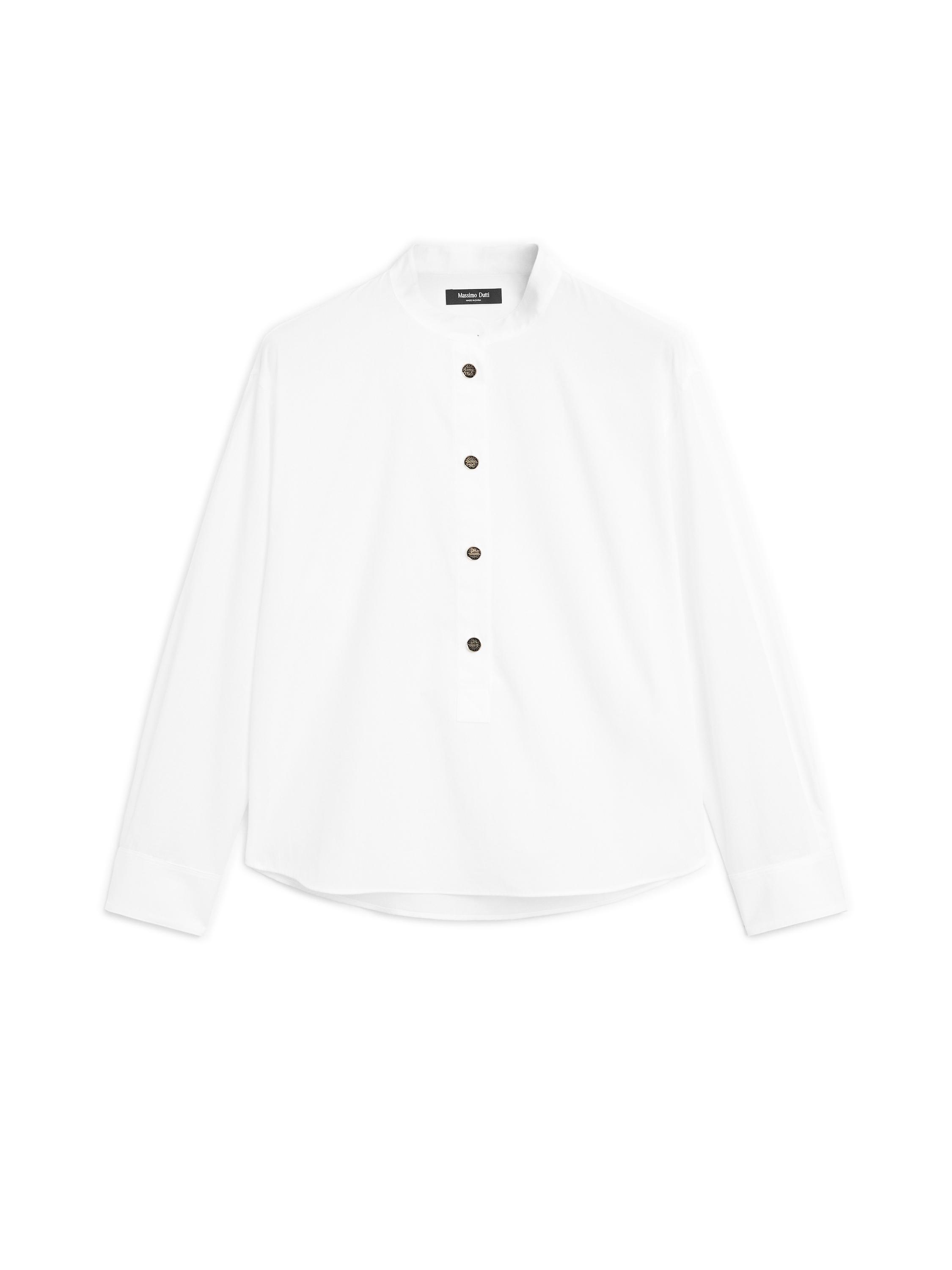 Stand collar shirt with gold buttons — Off white