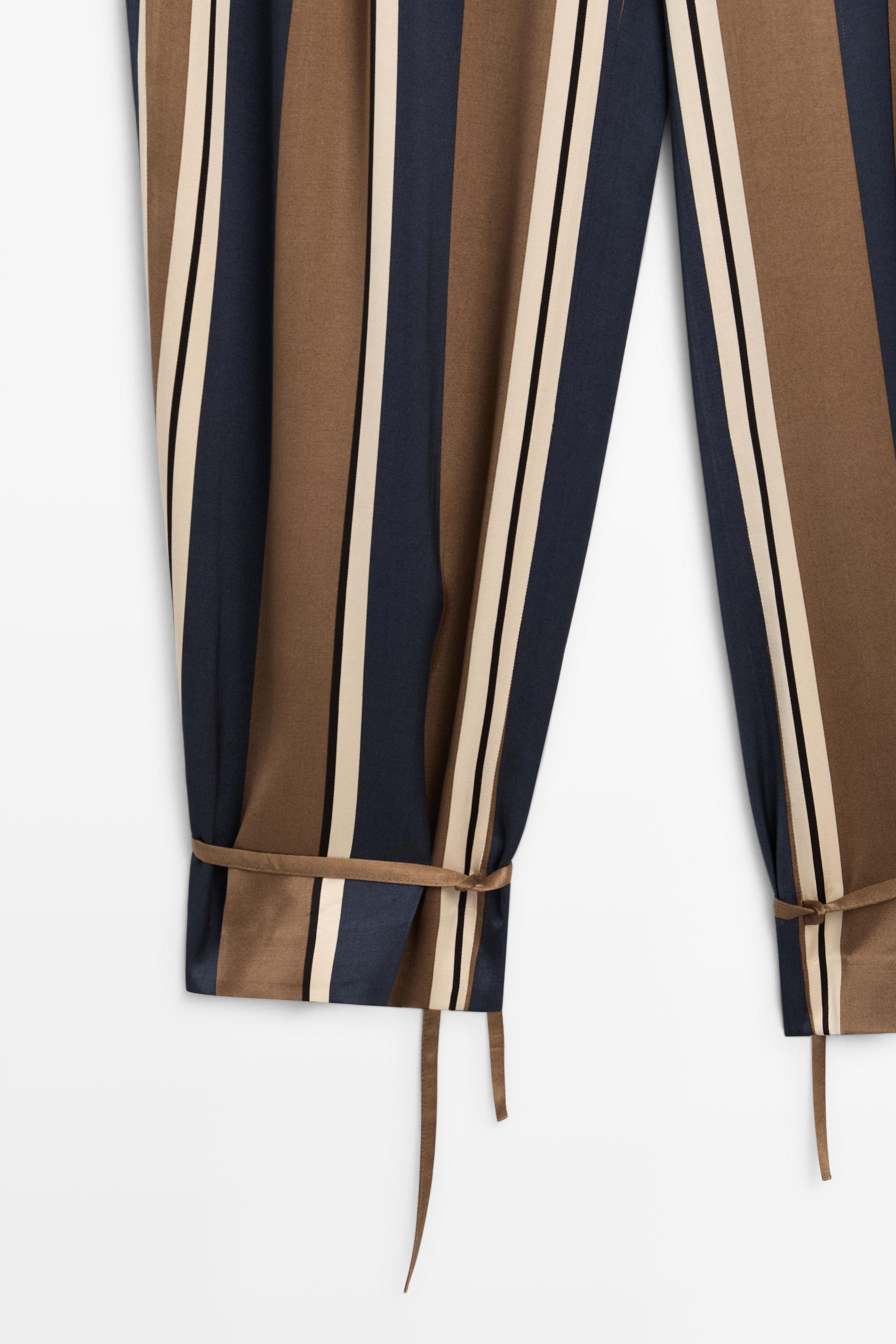 Satin pants with tie-up hem detail — ANTHRACITE GREY