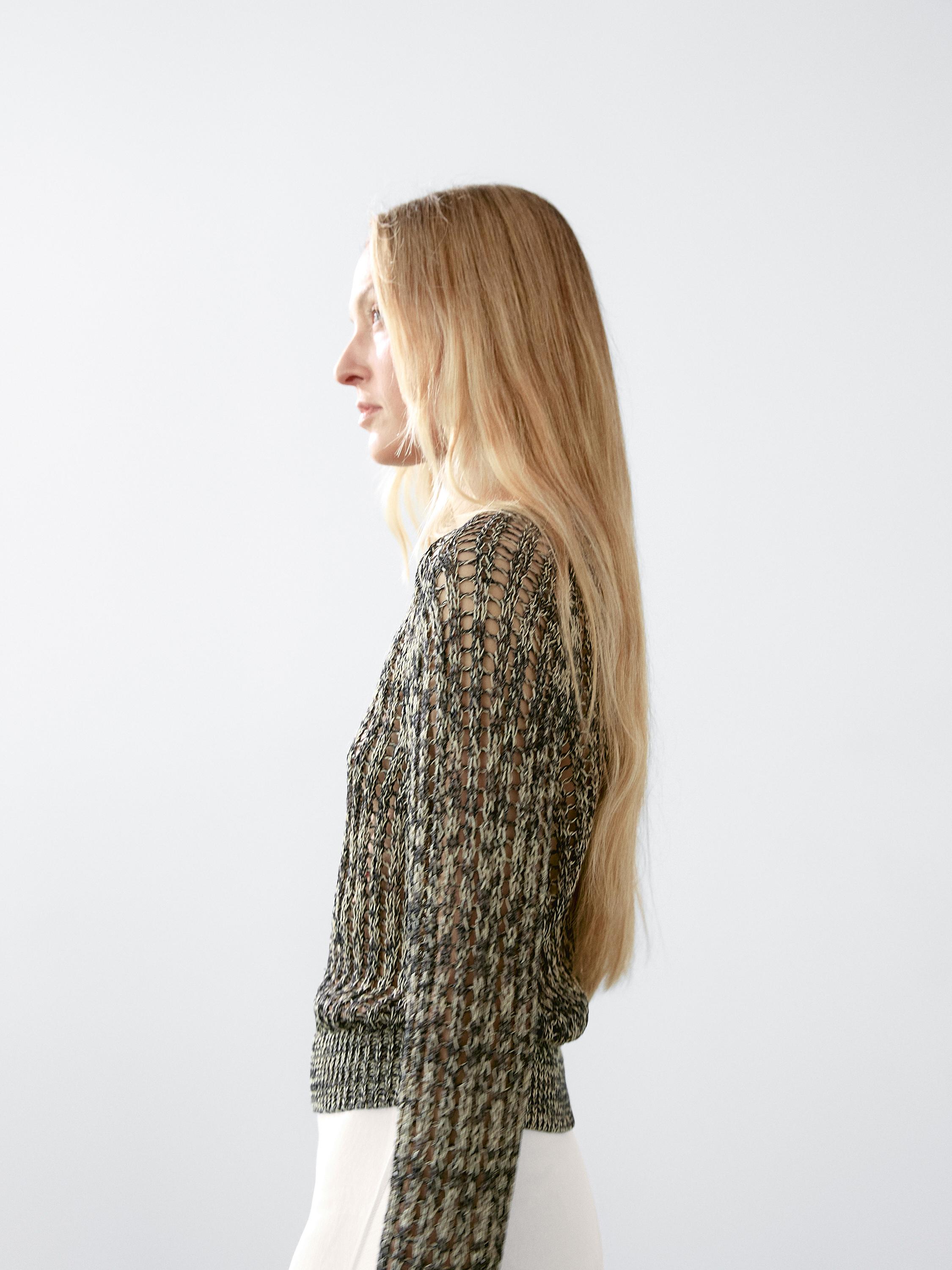 Cotton blend cutwork sweater