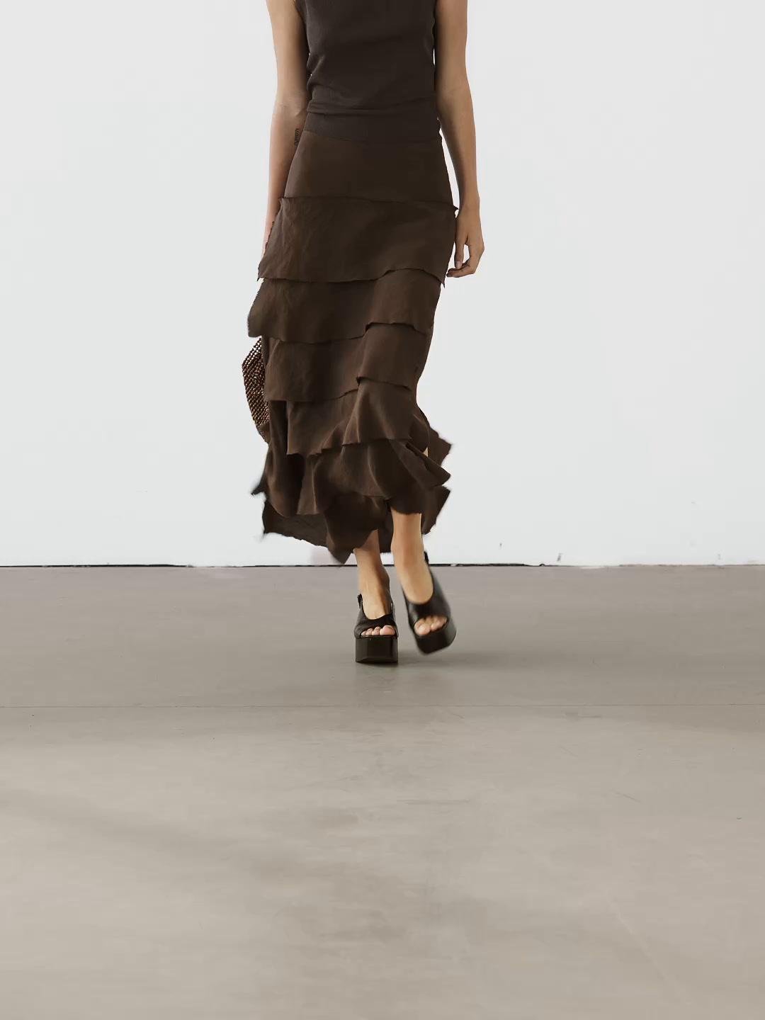 Jupe midi à volants