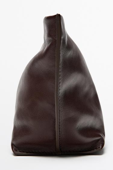 Large soft nappa leather toiletry bag — BROWN MARL 2