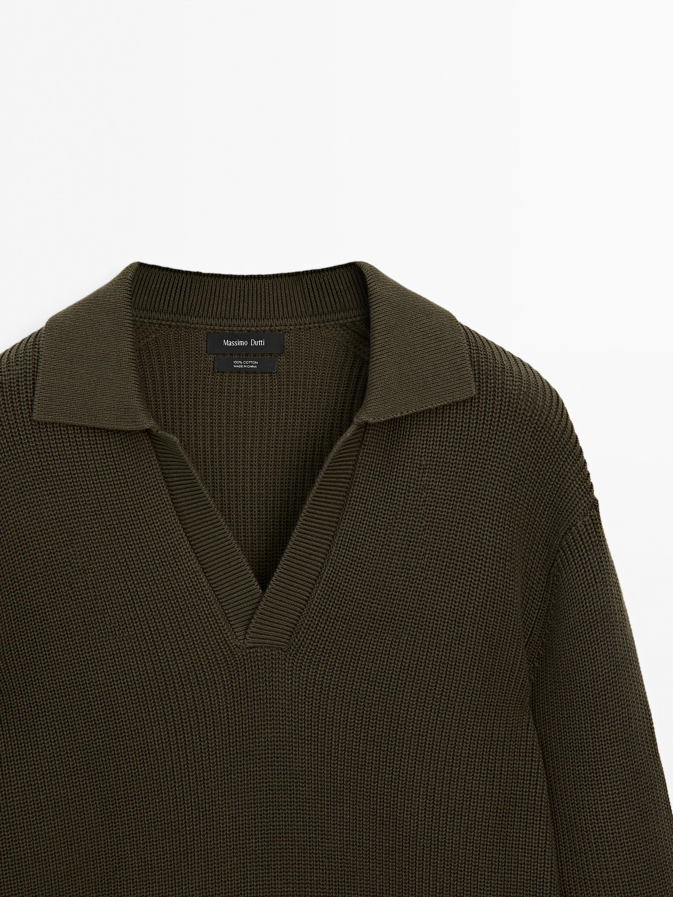 100% cotton ribbed knit sweater