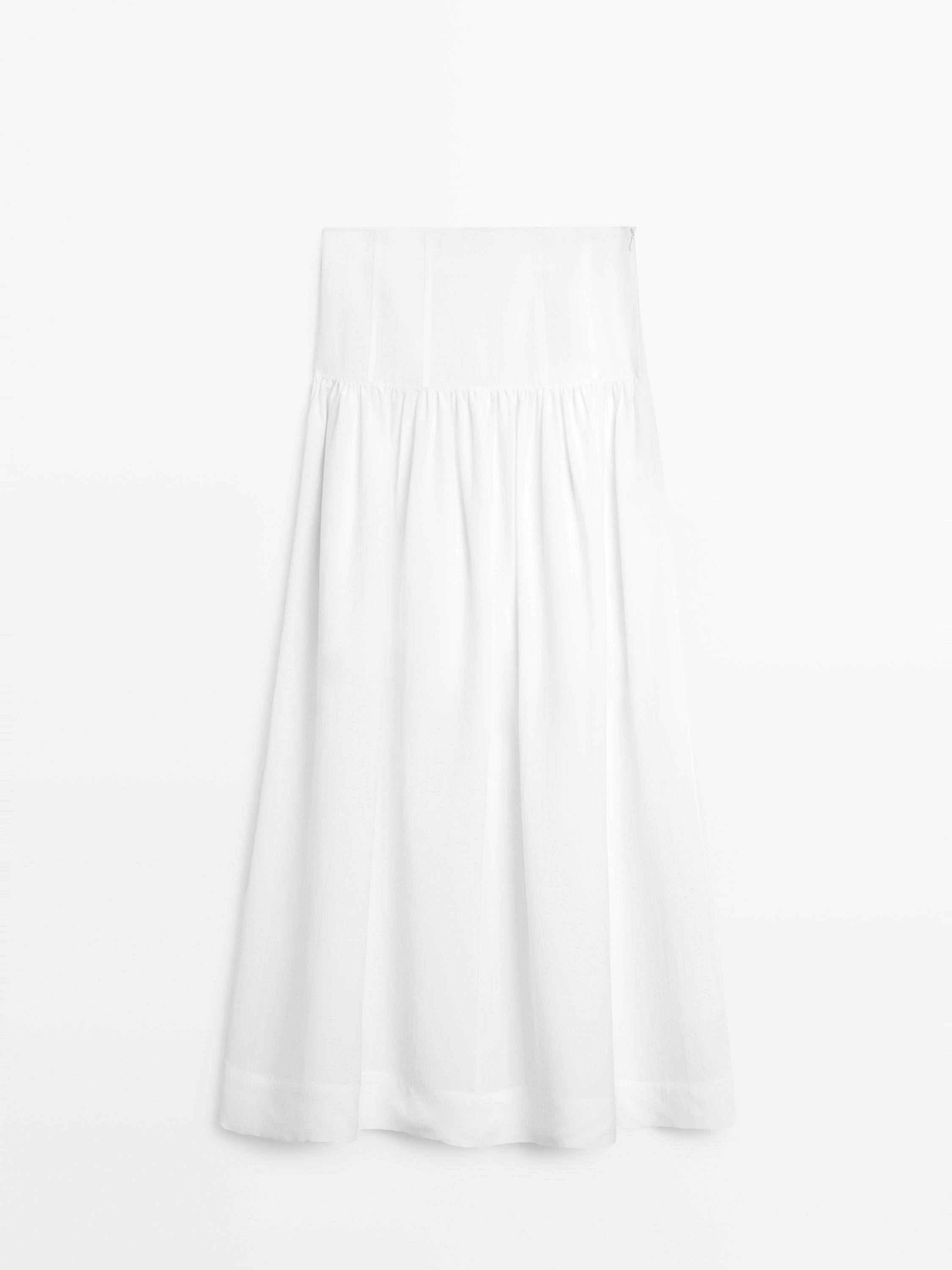 Midi skirt with yoke detail — WHITE