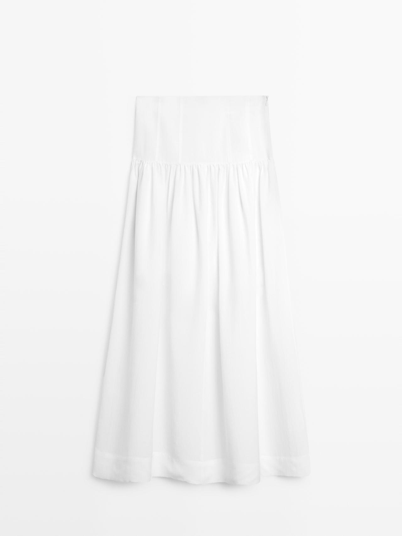 Midi skirt with yoke detail — WHITE