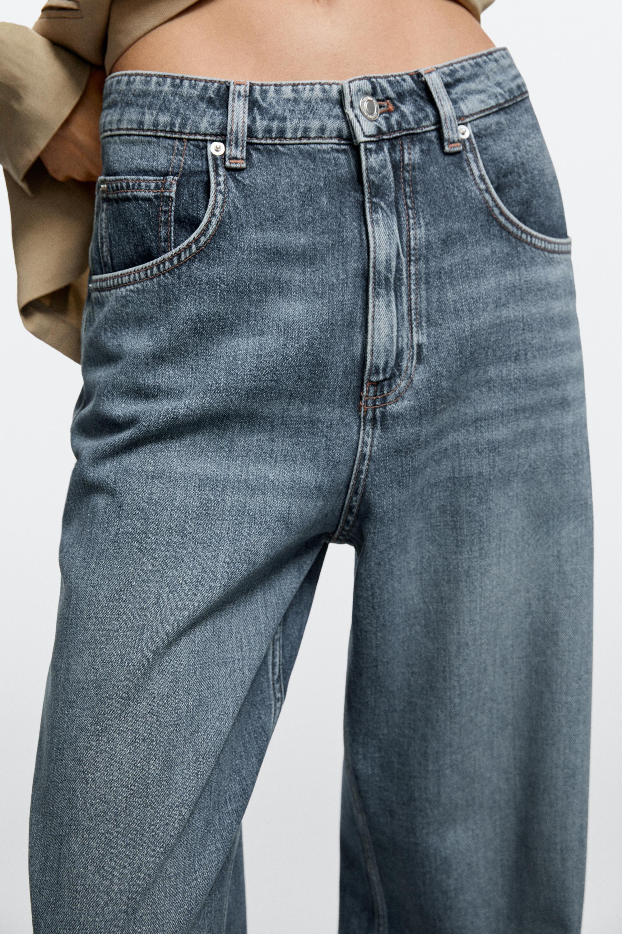 Mid-waist barrel fit jeans — MEDIUM BLUE