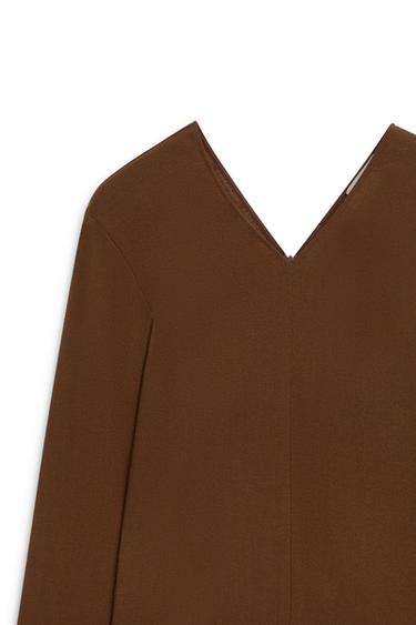 Stretch long sleeve v-neck top - LIMITED EDITION — Tobacco brown 6