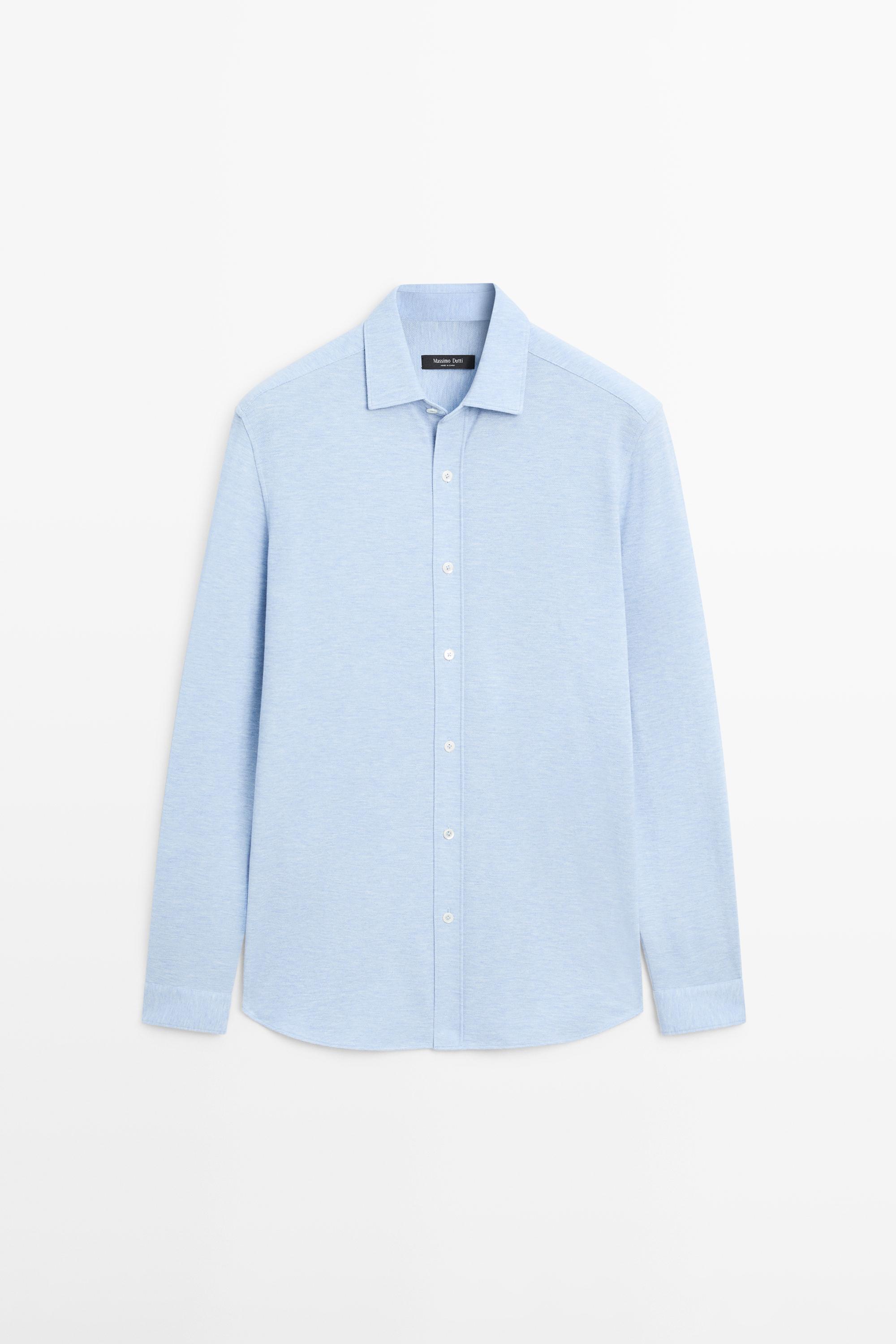 Regular fit melange shirt — SKY BLUE