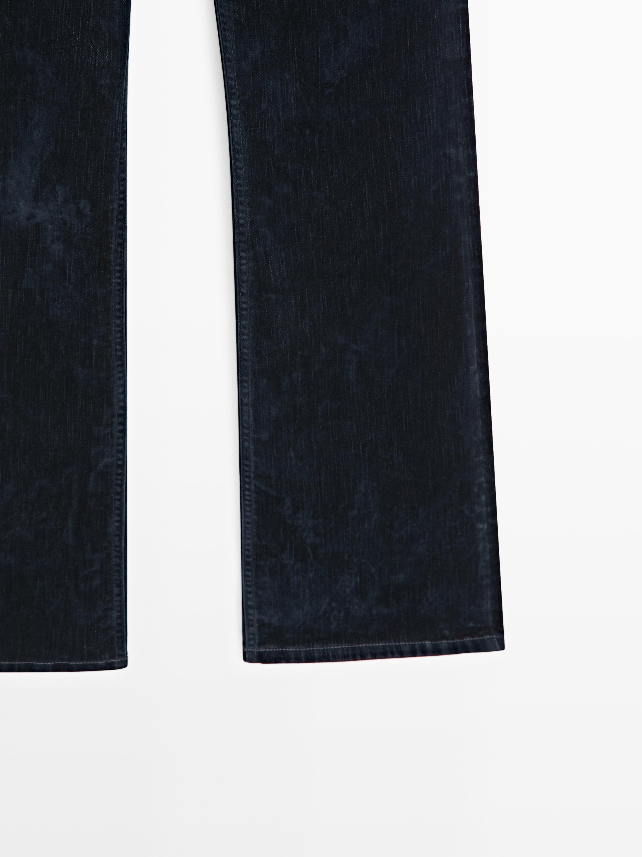 High-waist boot-cut flocked jeans — Misty blue