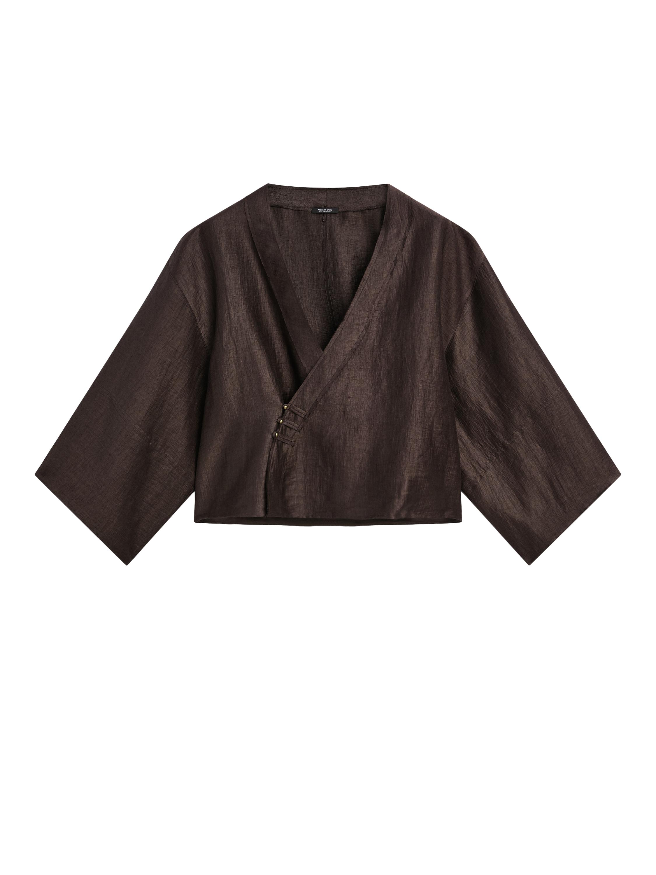 Kimono met overslag van linnenmix