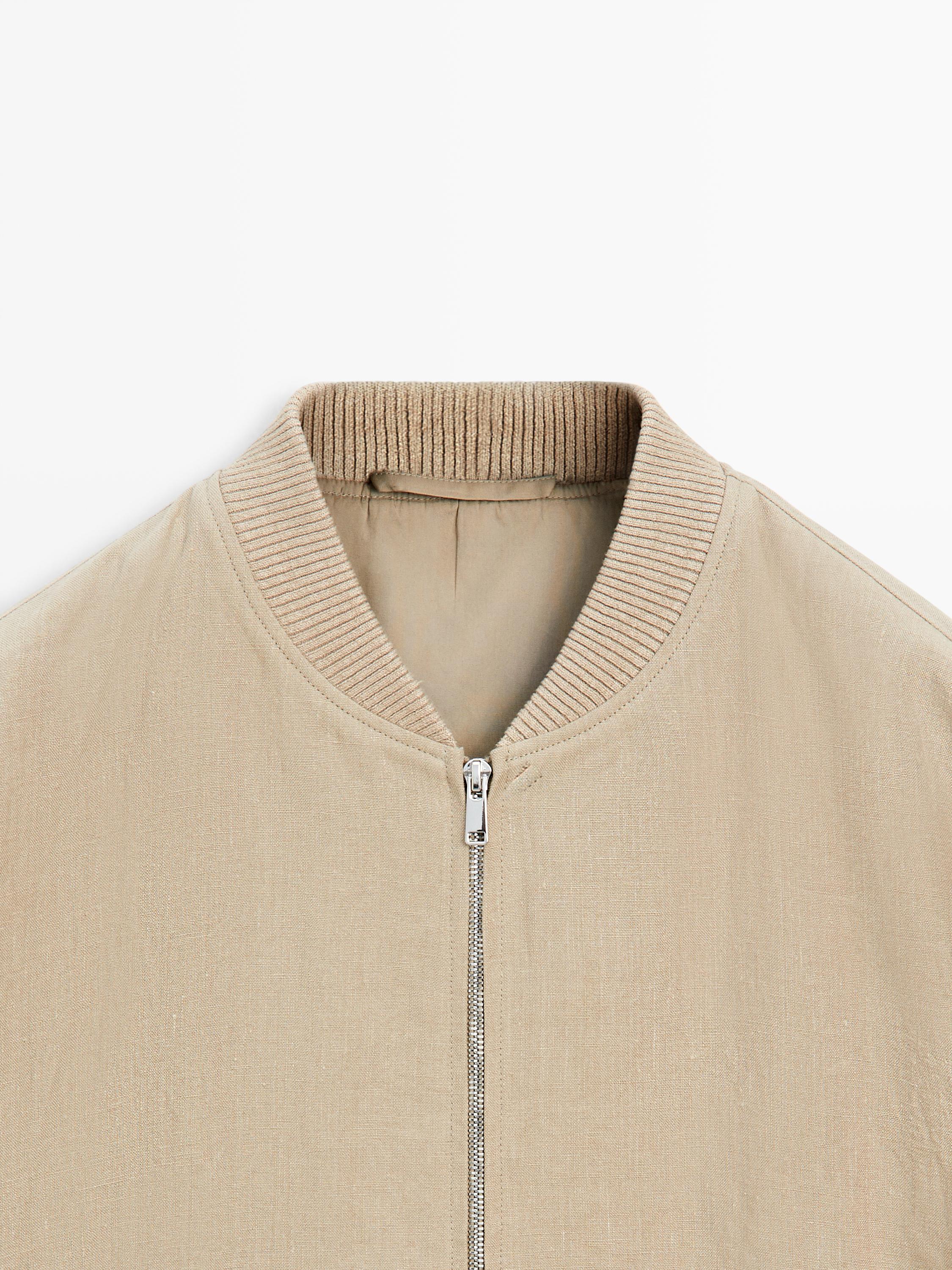 Linen bomber jacket — BEIGE