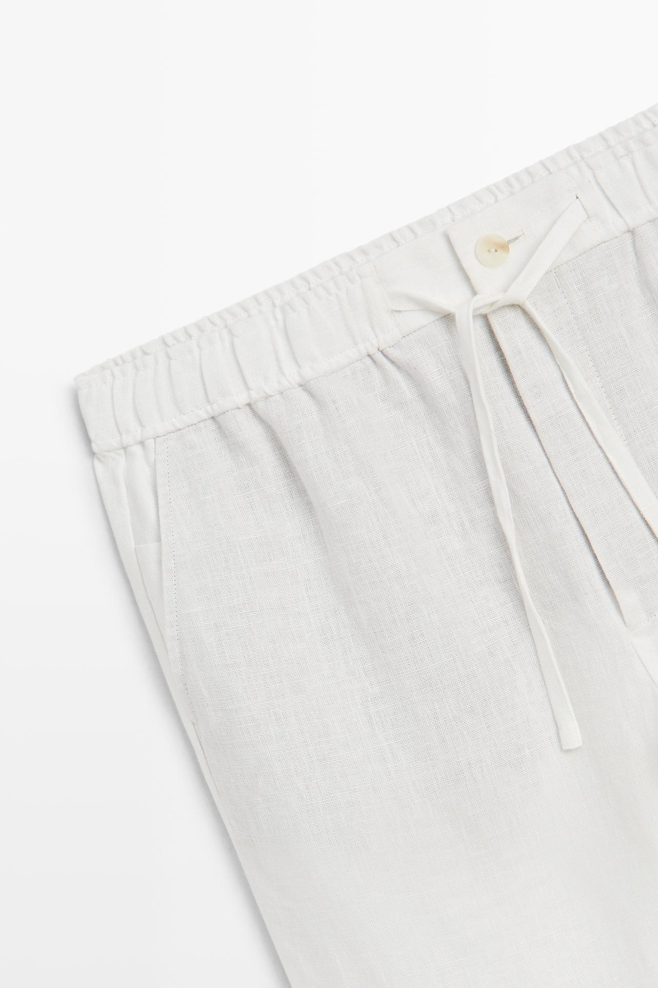 100% linen jogger fit pants — WHITE