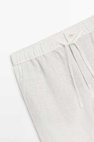 100% linen jogger fit pants — WHITE 7