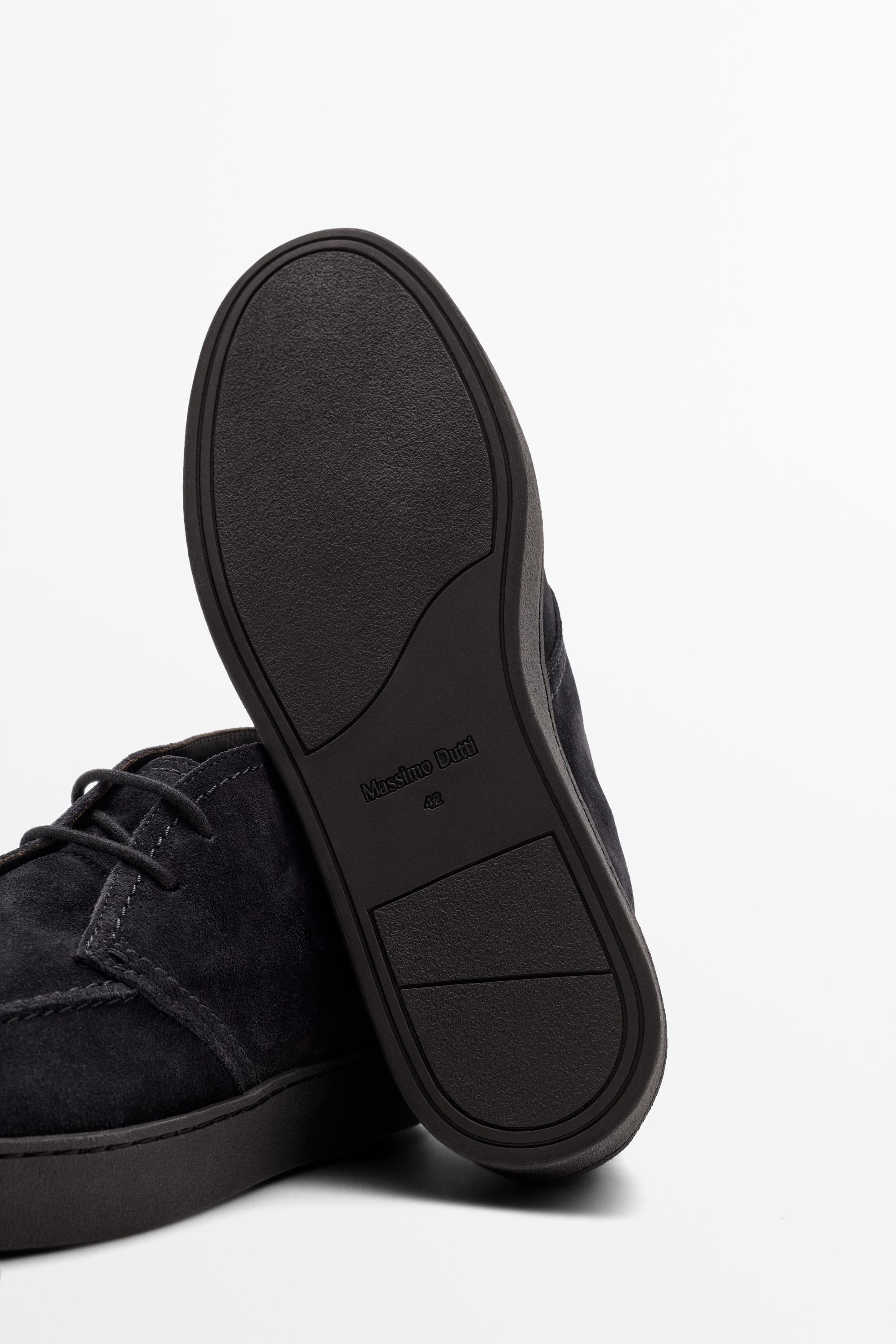 Split suede moc toe ankle-boot shoe — Dark blue