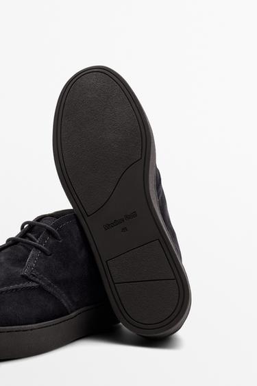 Split suede moc toe bootie — Dark blue 6