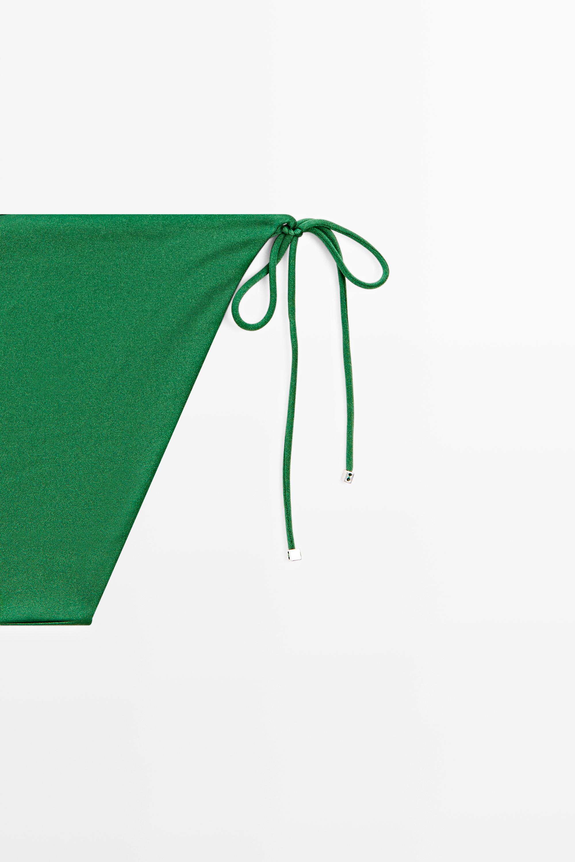 Shiny bikini bottoms with bow — GREEN