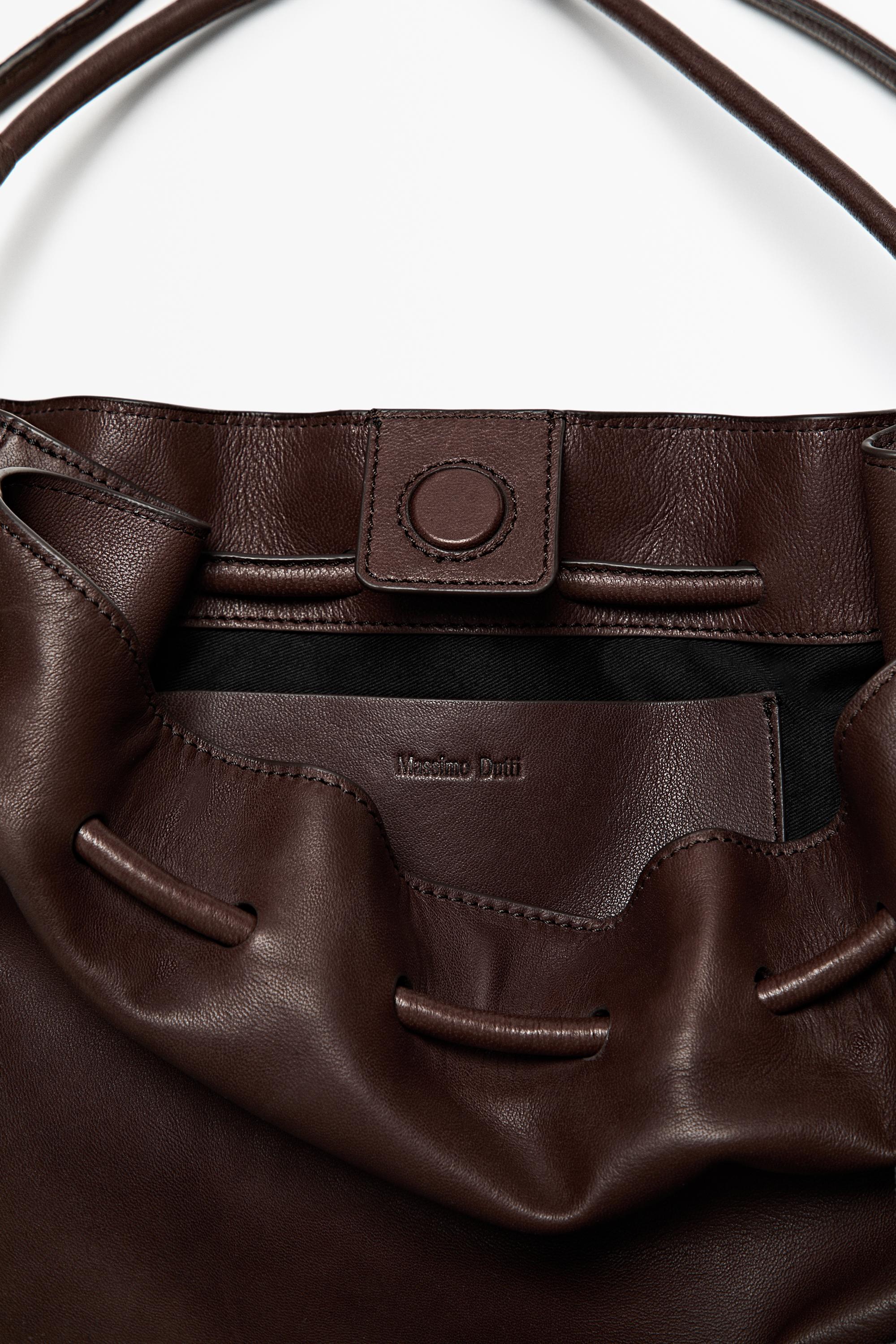 Nappa leather ruffled bag — BROWN