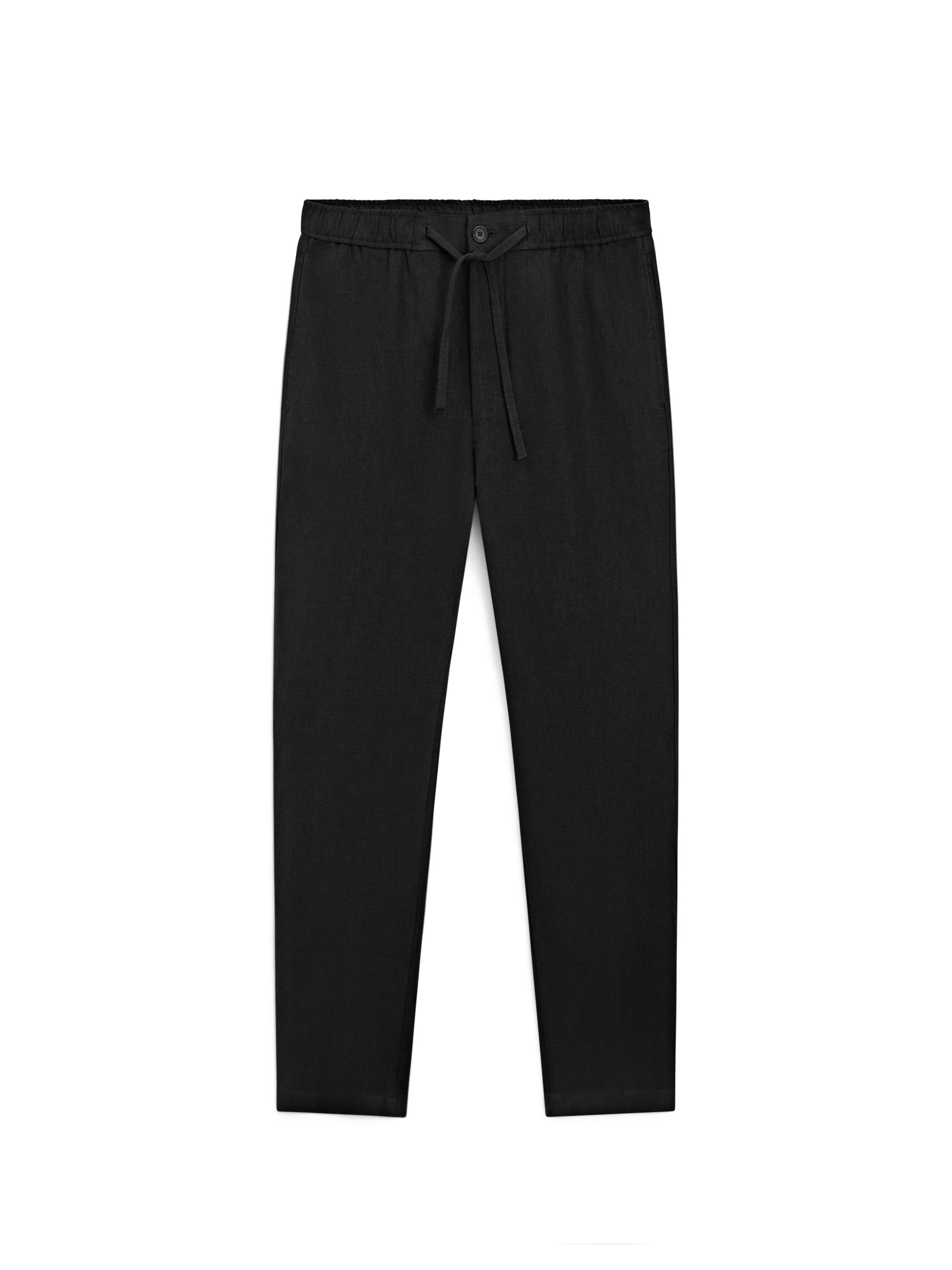 Linen jogger fit pants — BLACK
