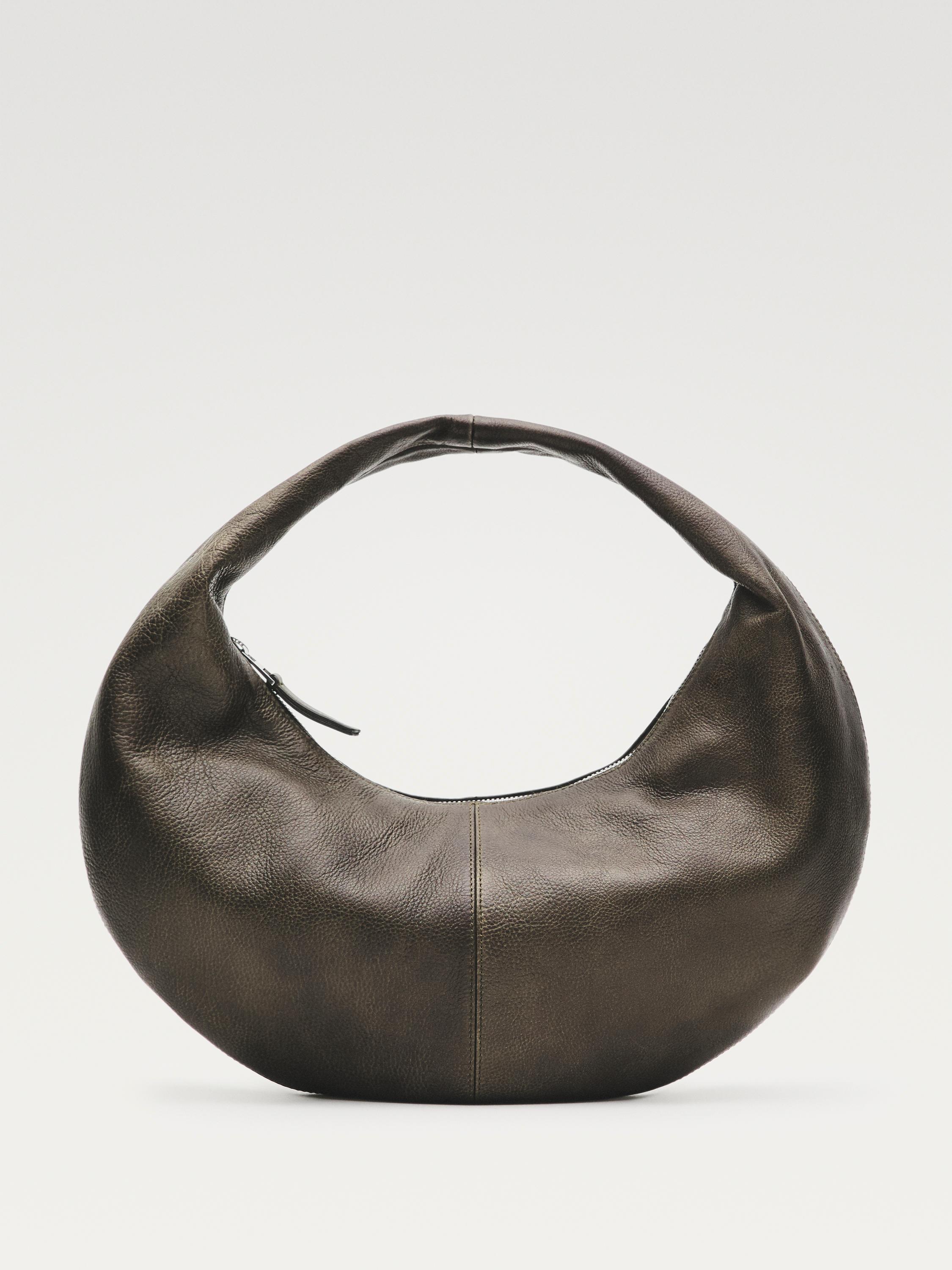 Medium nappa leather half-moon bag